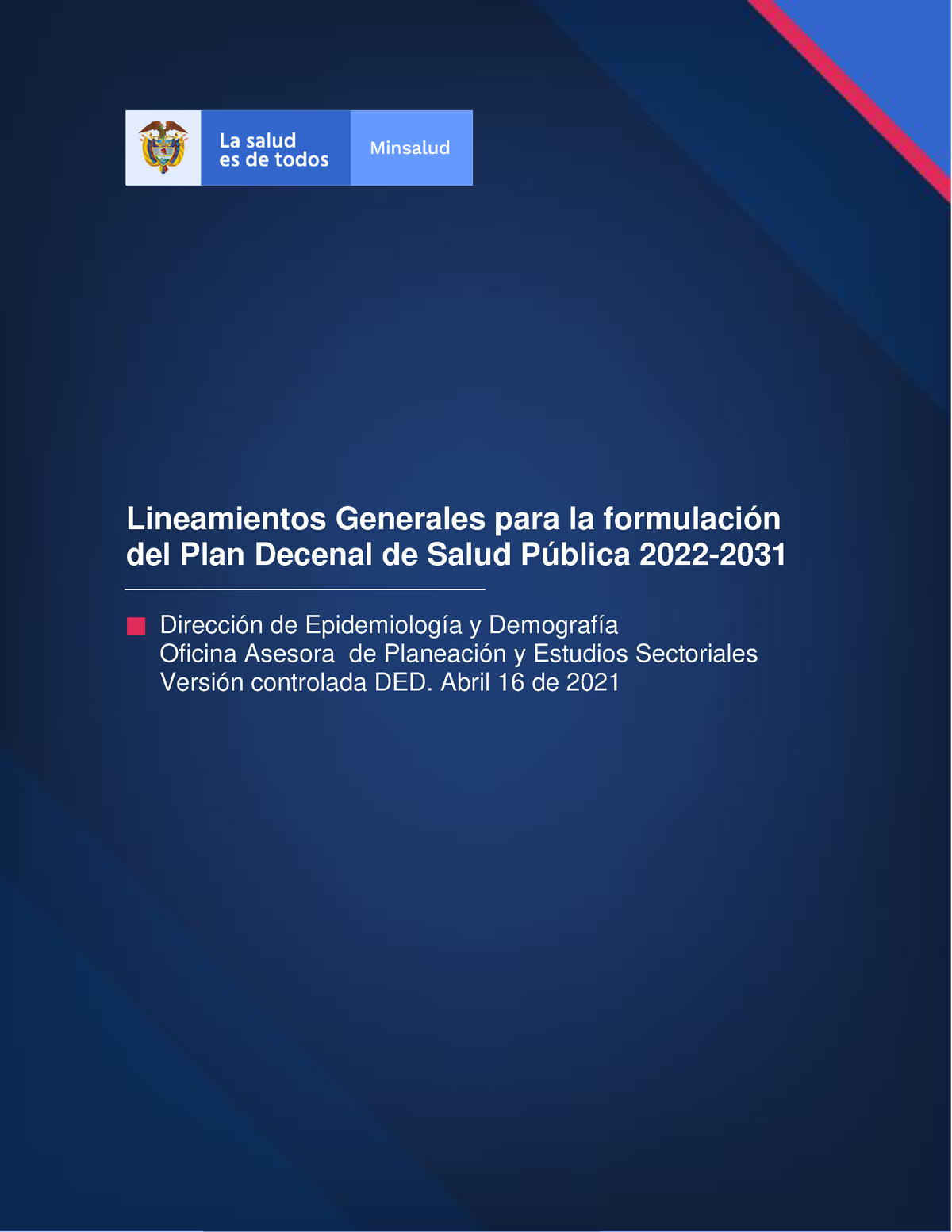 Plan Salud Publica 2022 2031 Lineamientos Generales Lineamientos Generales Para La Formulación 6931