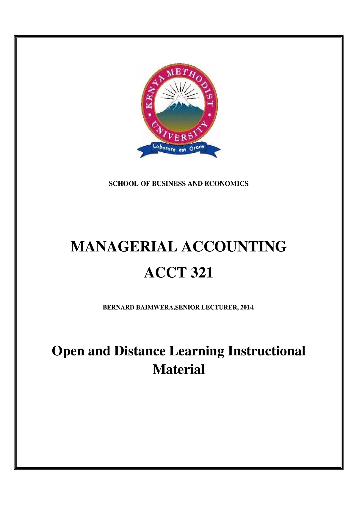 ACCT 321-Managerial Accounting-1 - Financial Accounting 1 - KU - Studocu