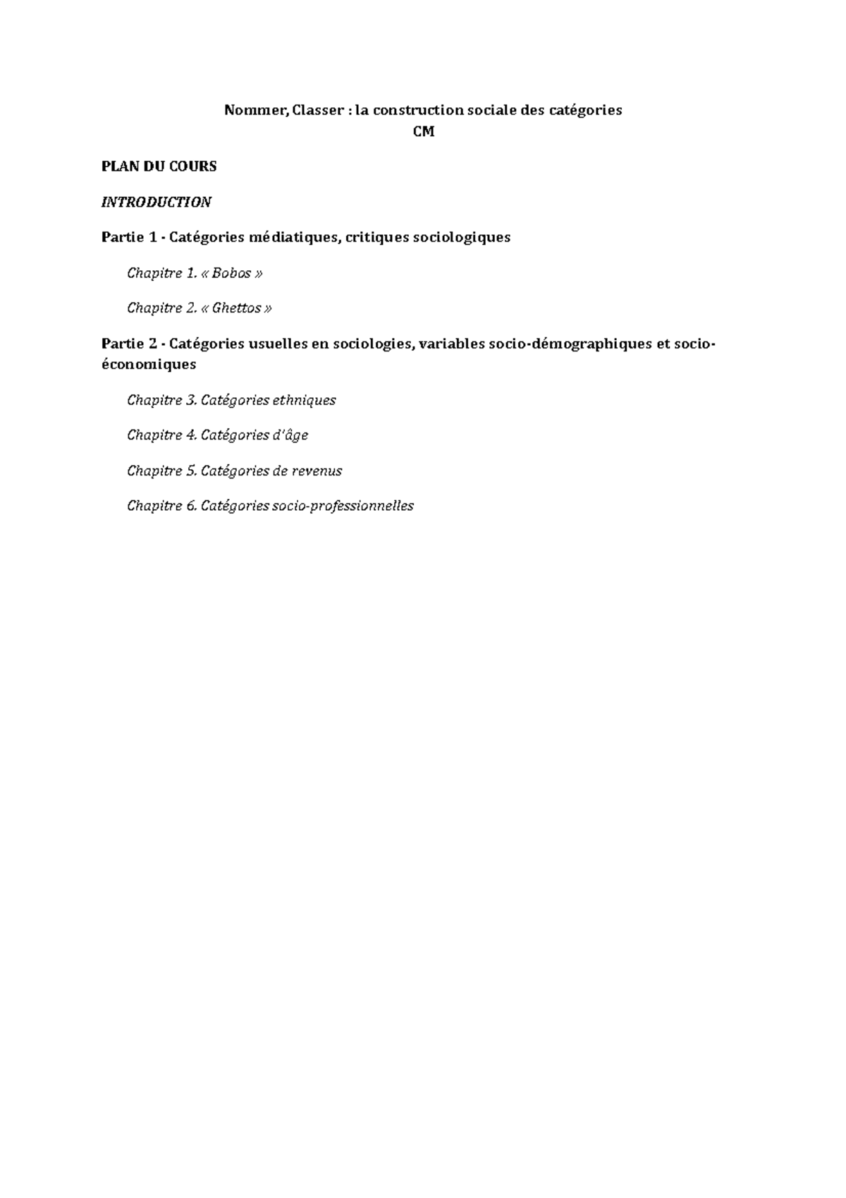 Nommer-Classer-CM - Cours sur les catégories sociales en sociologie ...
