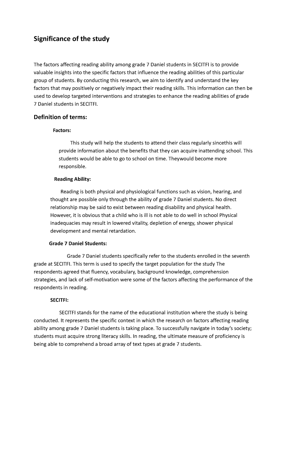 Significance of the study - By conducting this research, we aim to ...