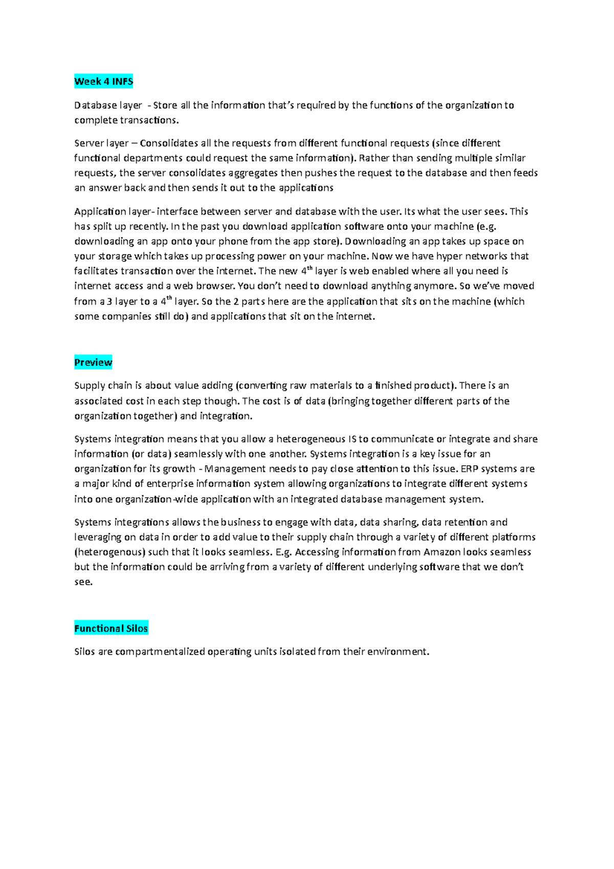 INFS2621 Week 4 notes - Week 4 INFS Database layer - Store all the ...