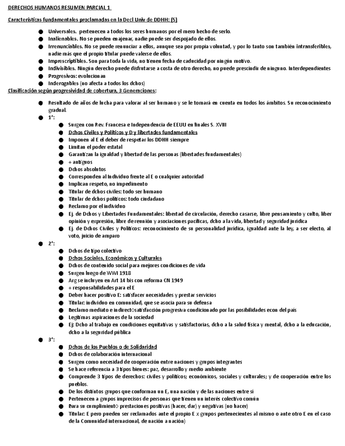 Derechos Humanos, Resumen, Primer Parcial - DERECHOS HUMANOS RESUMEN ...