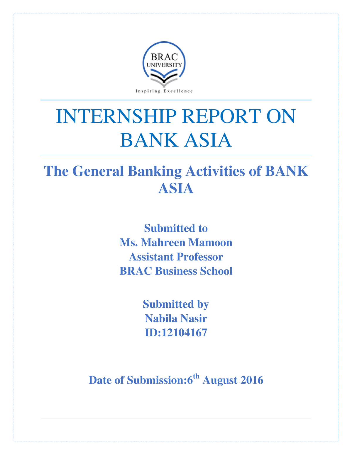 Internship Report ON BANK ASIA The Gener INTERNSHIP REPORT ON BANK   Thumb 1200 1553 