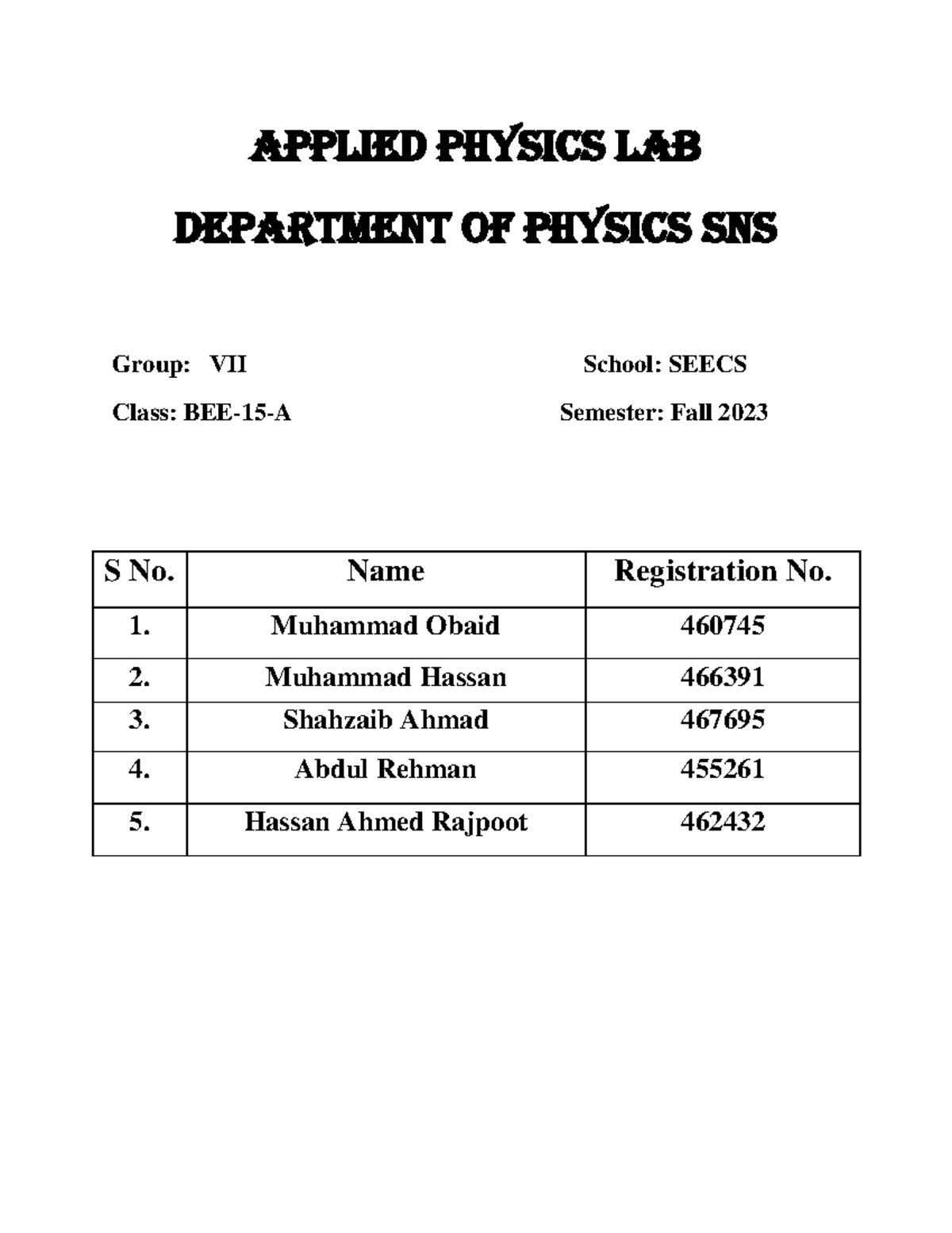Applied Physics Lab - Applied Physics Lab Department of Physics SNS ...