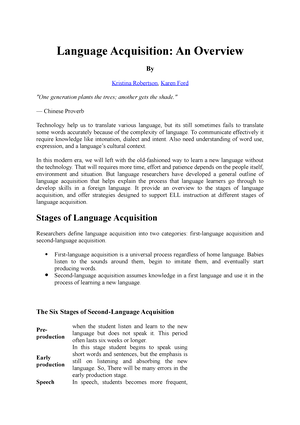 essay about first language acquisition