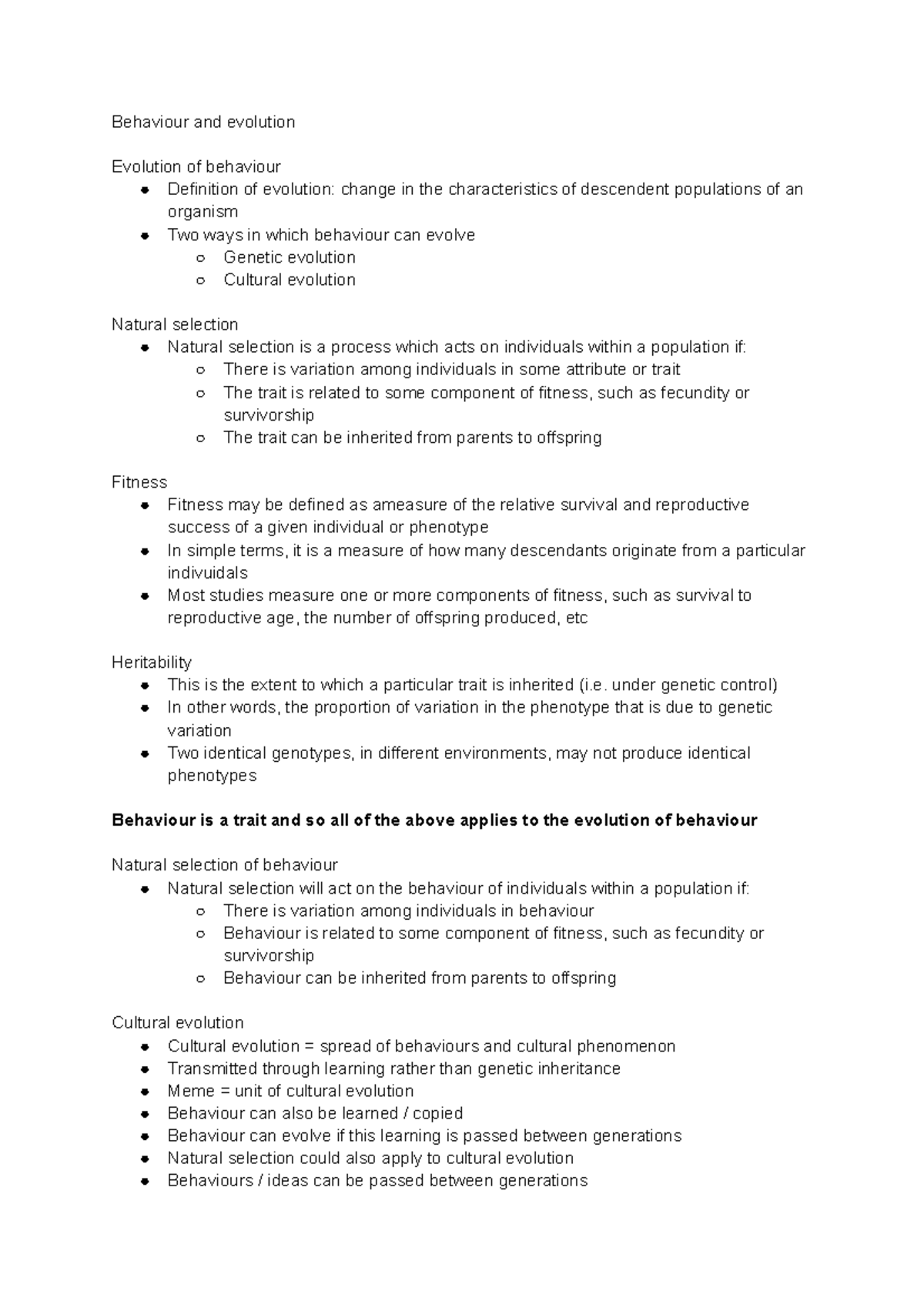 Behaviour and evolution - Behaviour and evolution Evolution of ...