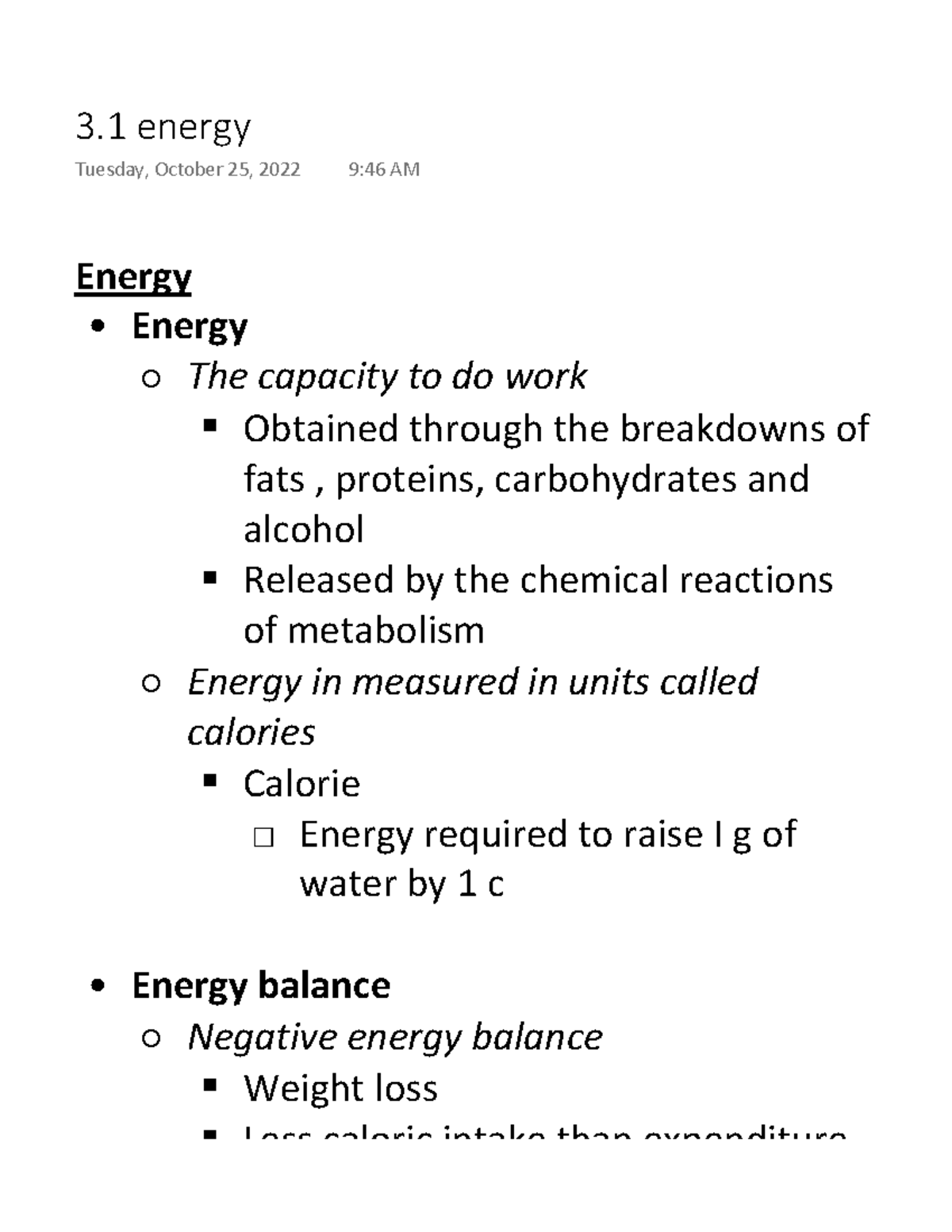 3.1 Energy Objectives - Energy Energy The Capacity To Do Work Obtained ...