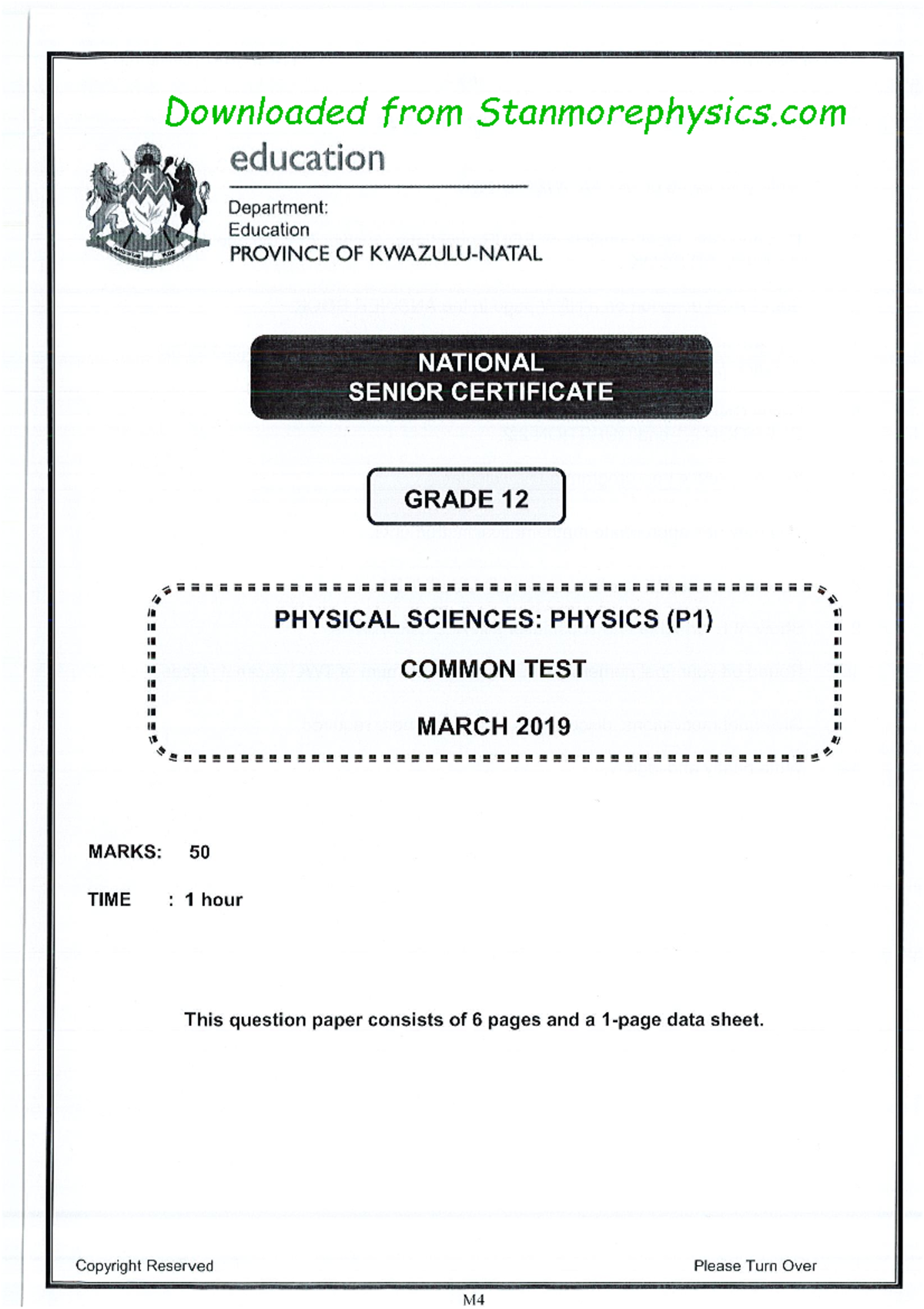 2019 paper 1 - Summary Physics for Engineers - Downloaded from ...