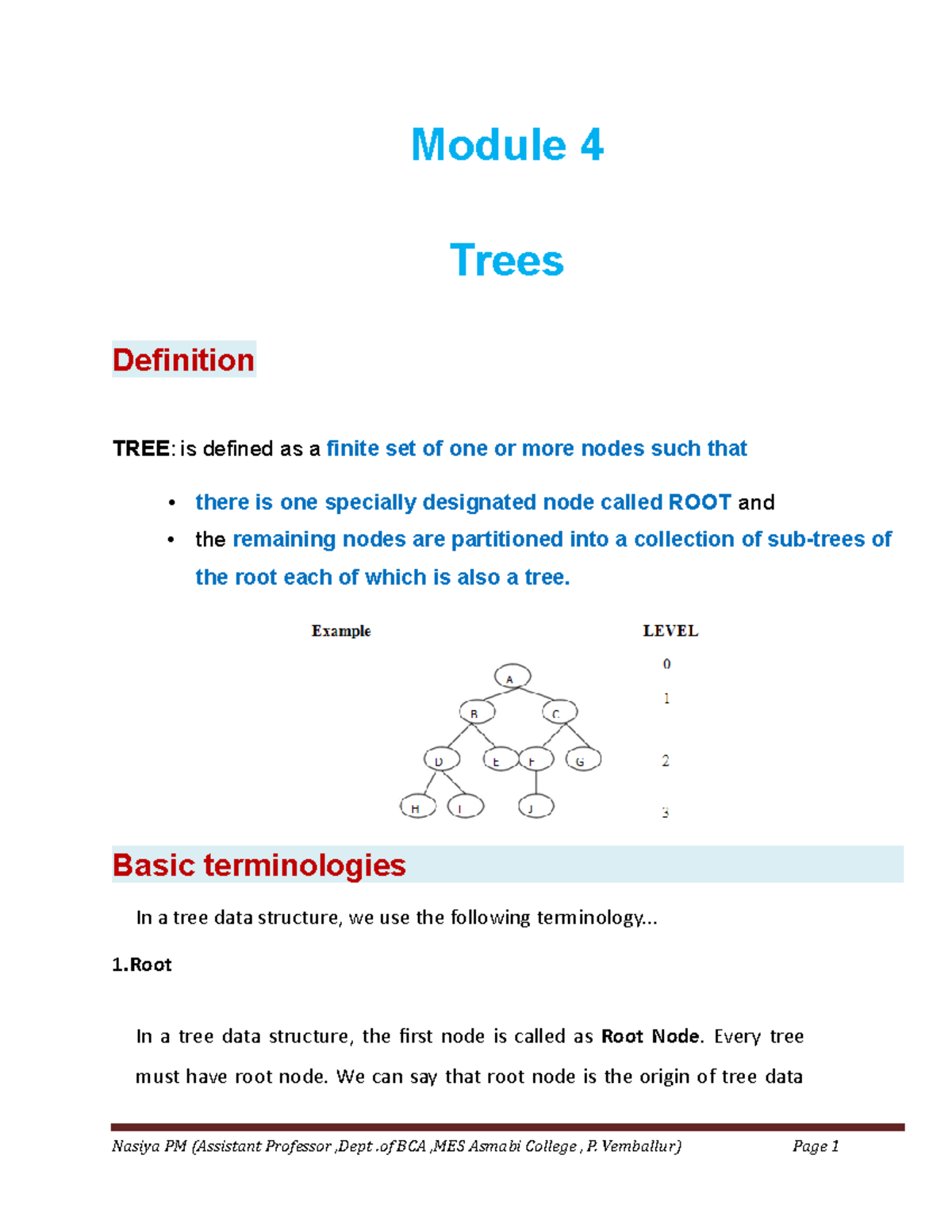 Computer fundamental studys - Module 4 Trees Definition TREE : is ...