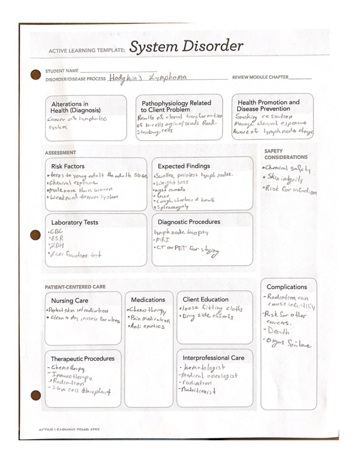 Hodgkins Upload - ATI Active learning template for Hodgkin Lymphoma ...