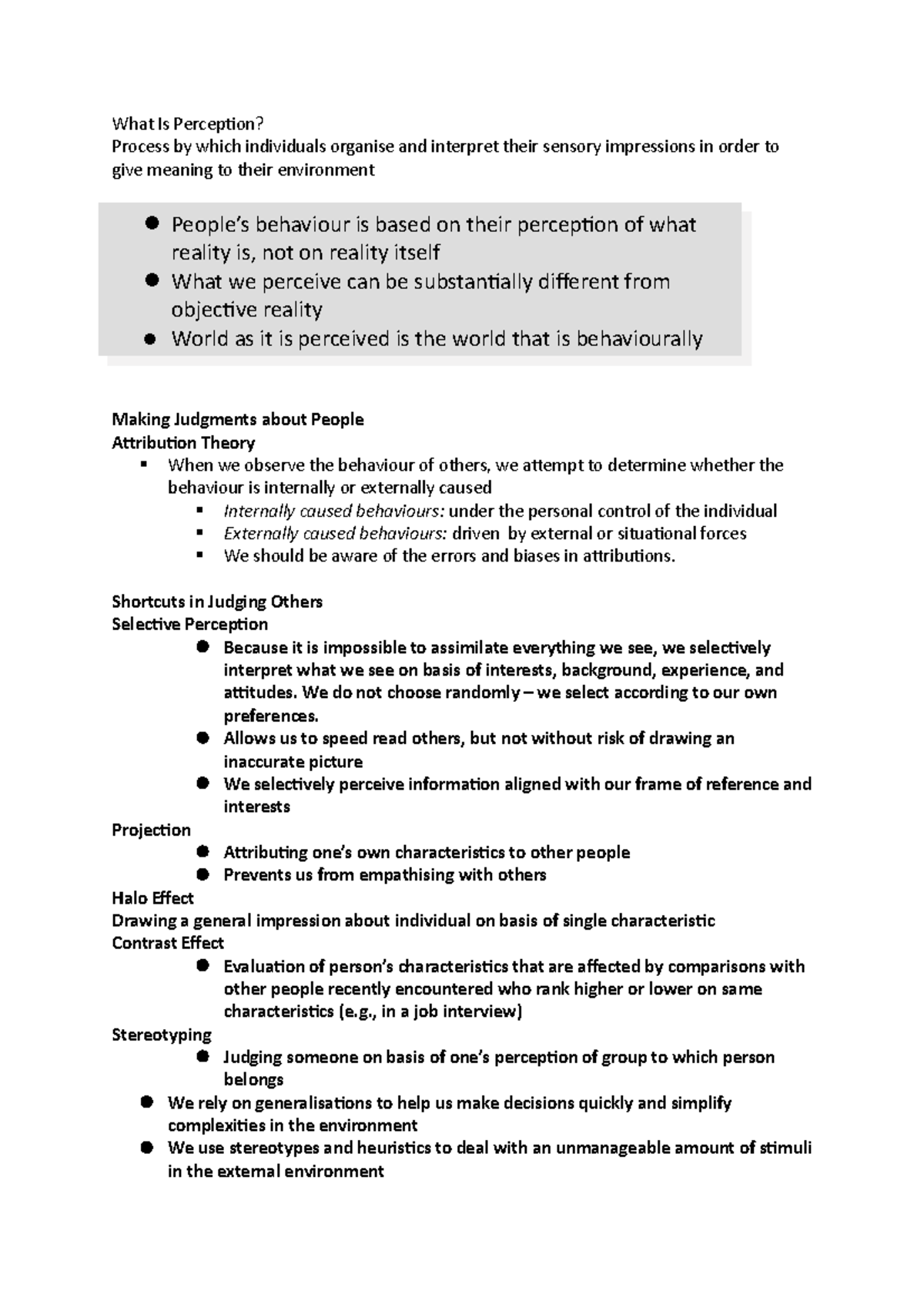 What Is Perception - Lecture notes 2 - What Is Perception? Process by ...