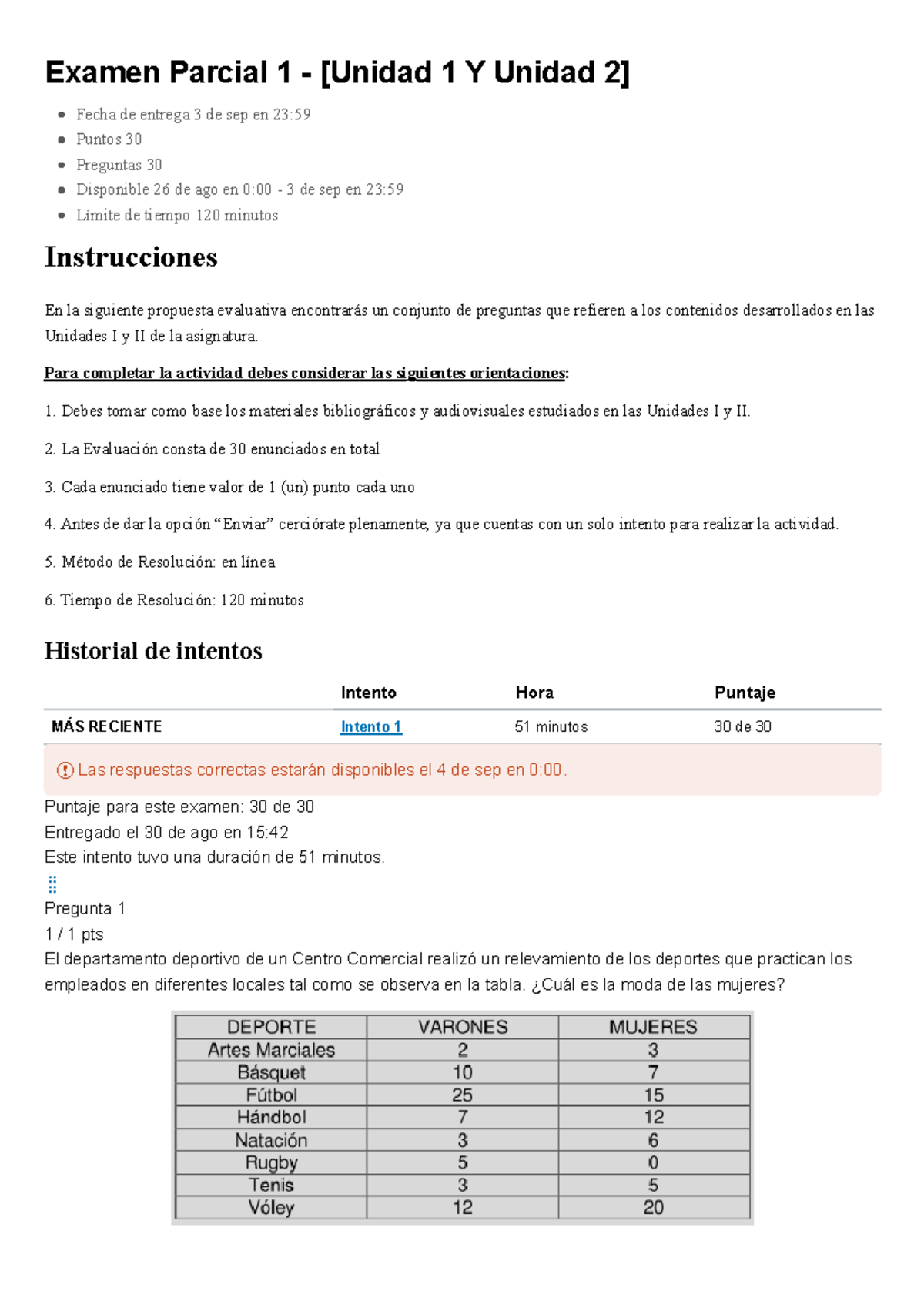 Examen Parcial 1 - [Unidad 1 Y Unidad 2] Estadistica I - Examen Parcial ...