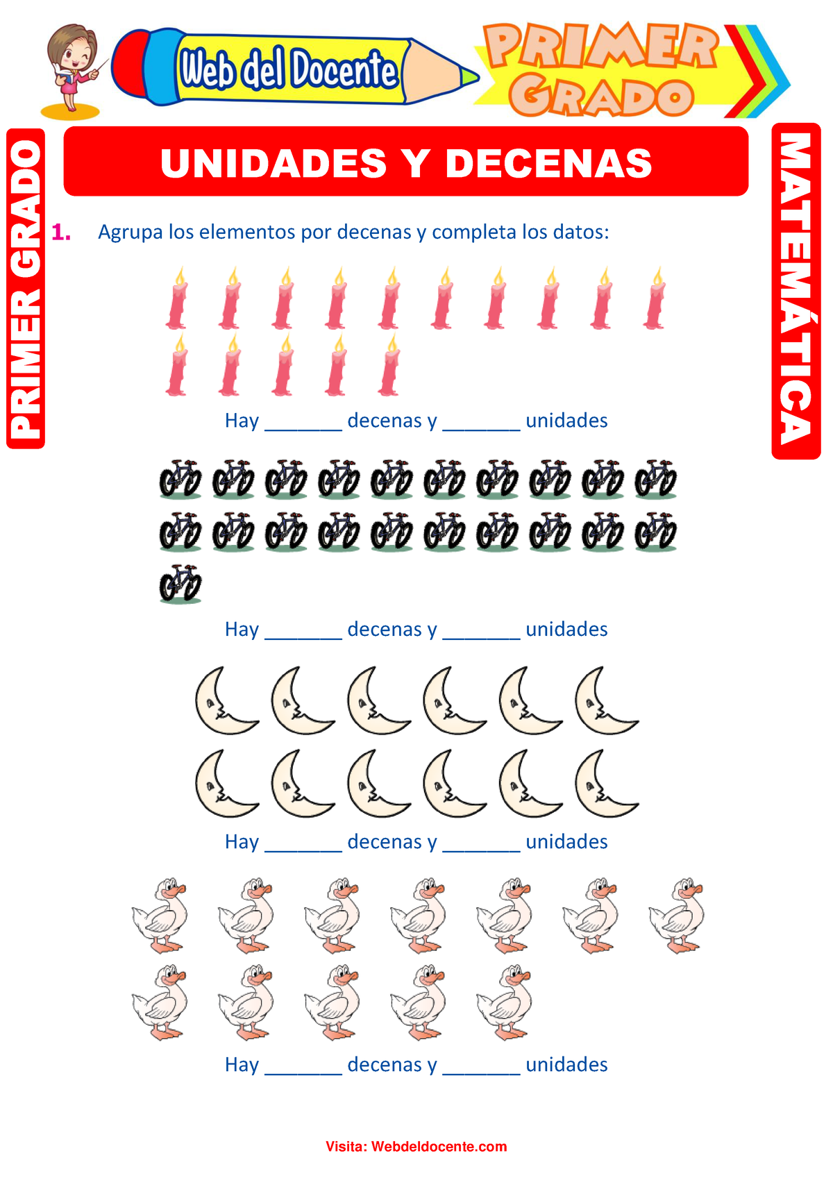 Unidades Y Decenas Para Primer Grado De Primaria - 1. Agrupa Los ...