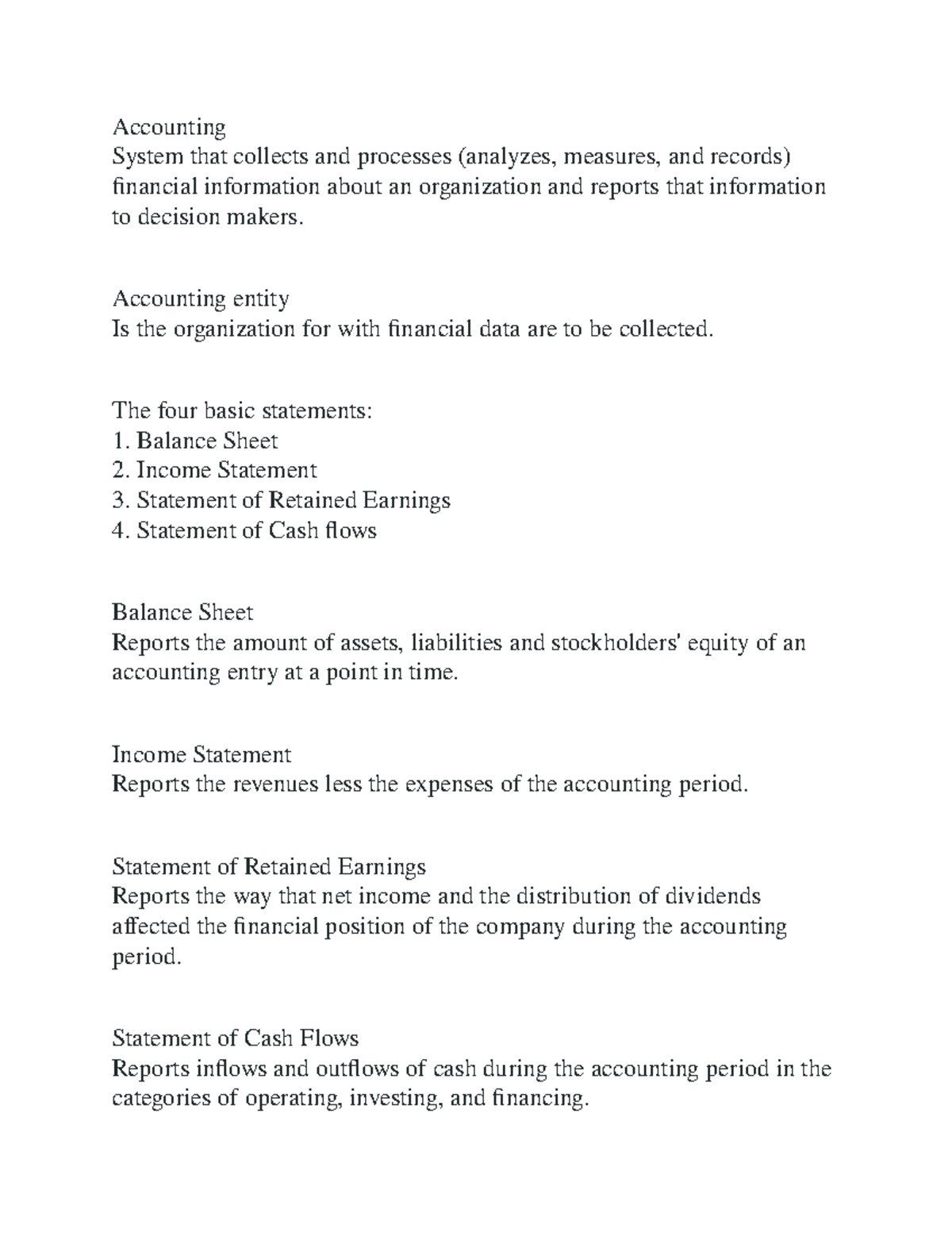 Accounting - Notes - Accounting System that collects and processes ...