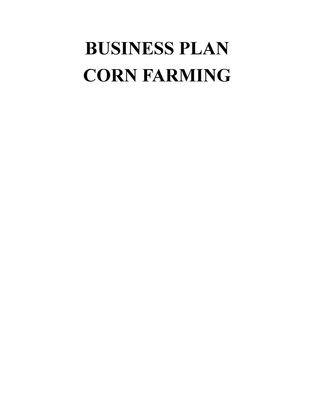 business plan corn farming