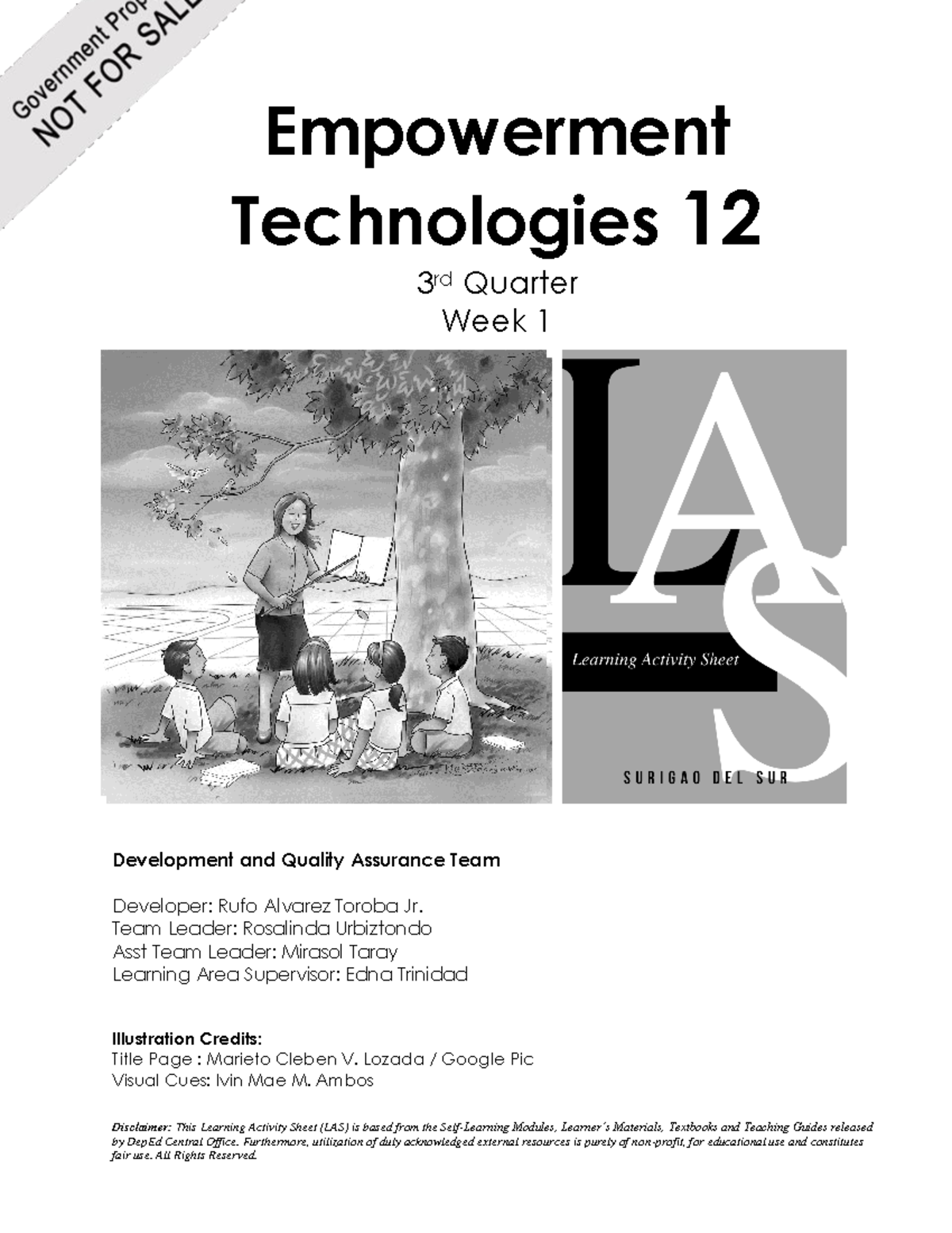 Empowerment Technologies 12 Q3 Week1 - Disclaimer: This Learning ...