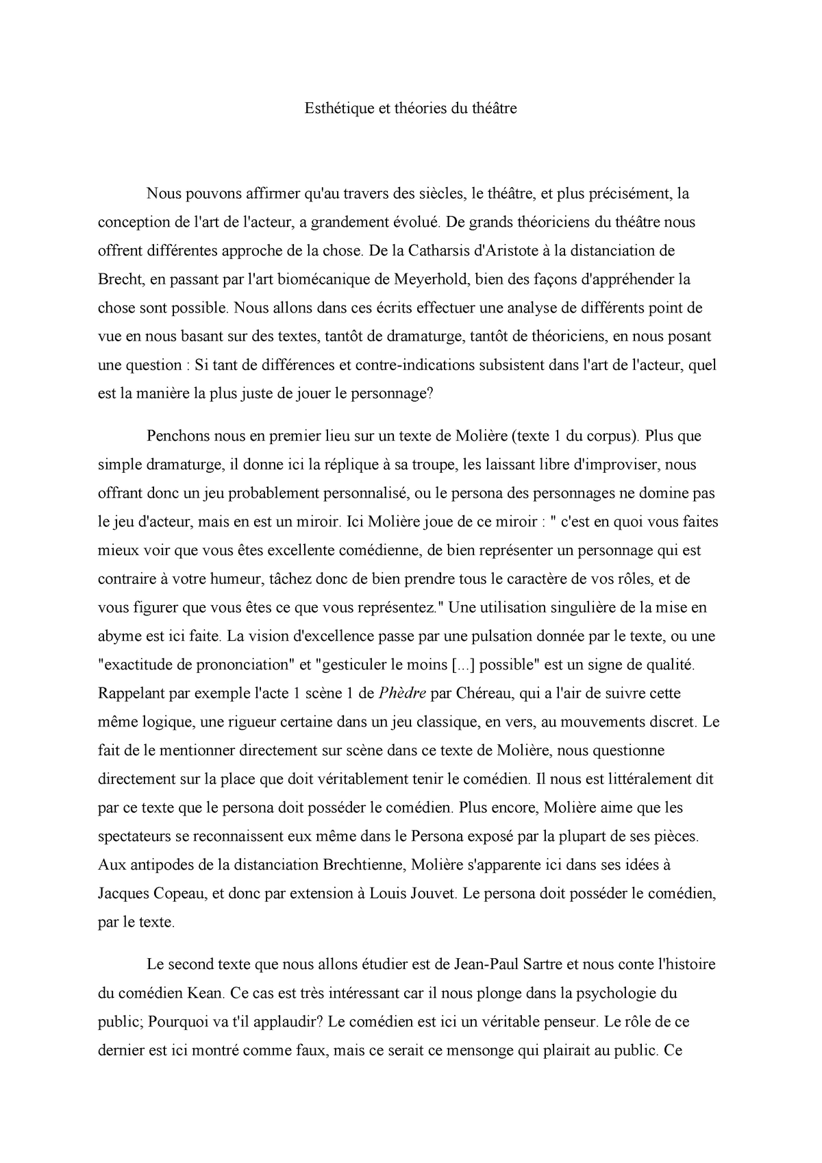 Analyse De La Notion De Personnage Au Théâtre. - Esthétique Et Théories ...