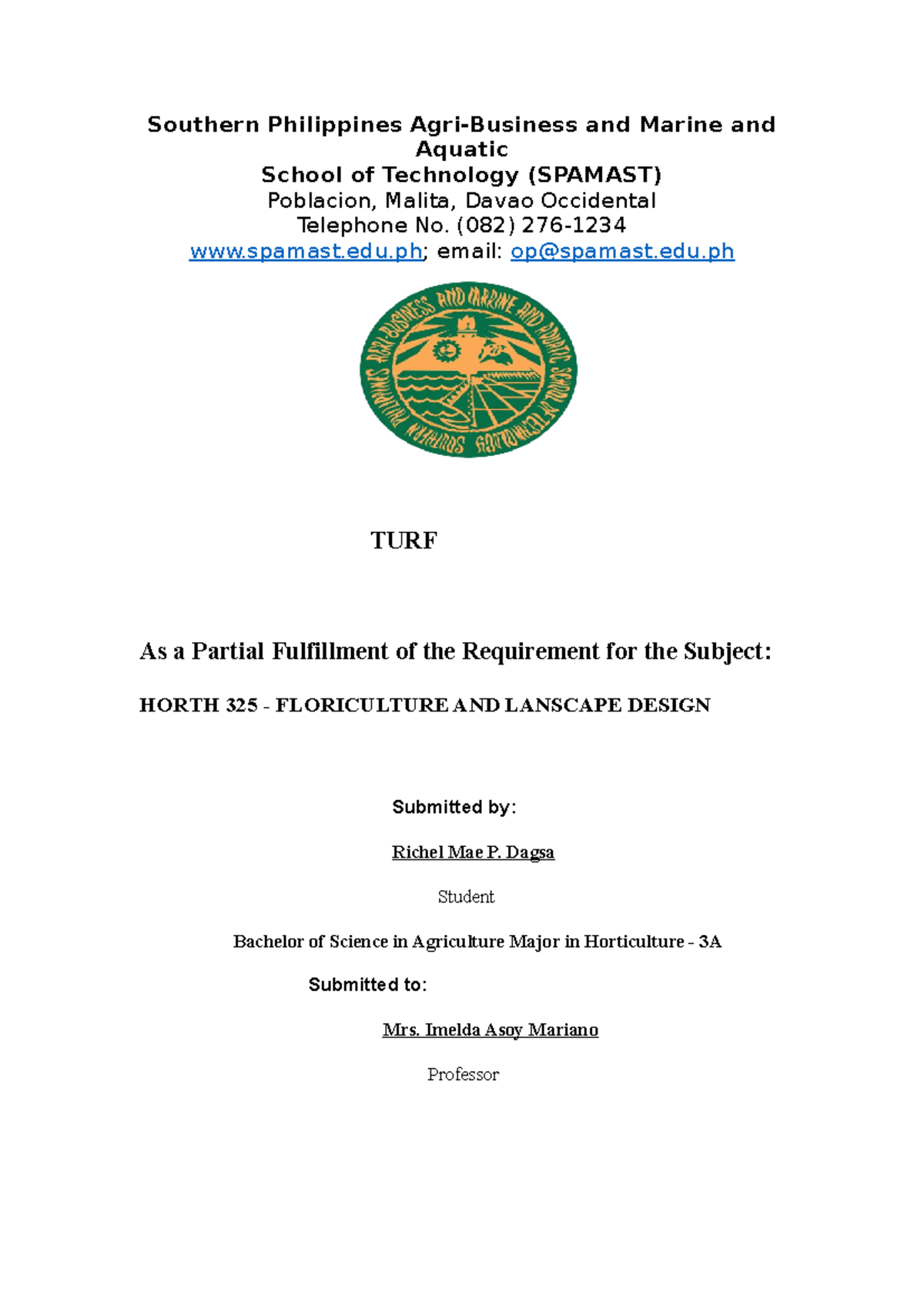 TURF - Southern Philippines Agri-Business and Marine and Aquatic School ...