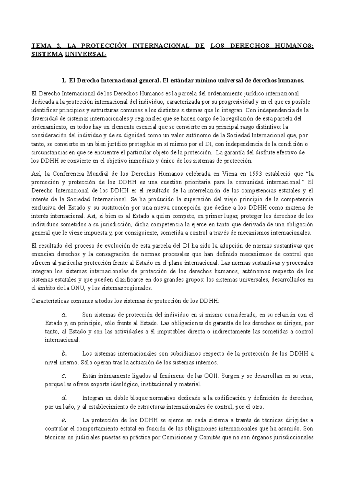 TEMA 2 Proteccion Internacional DE LOS DDHH - TEMA 2. LA PROTECCIÓN ...