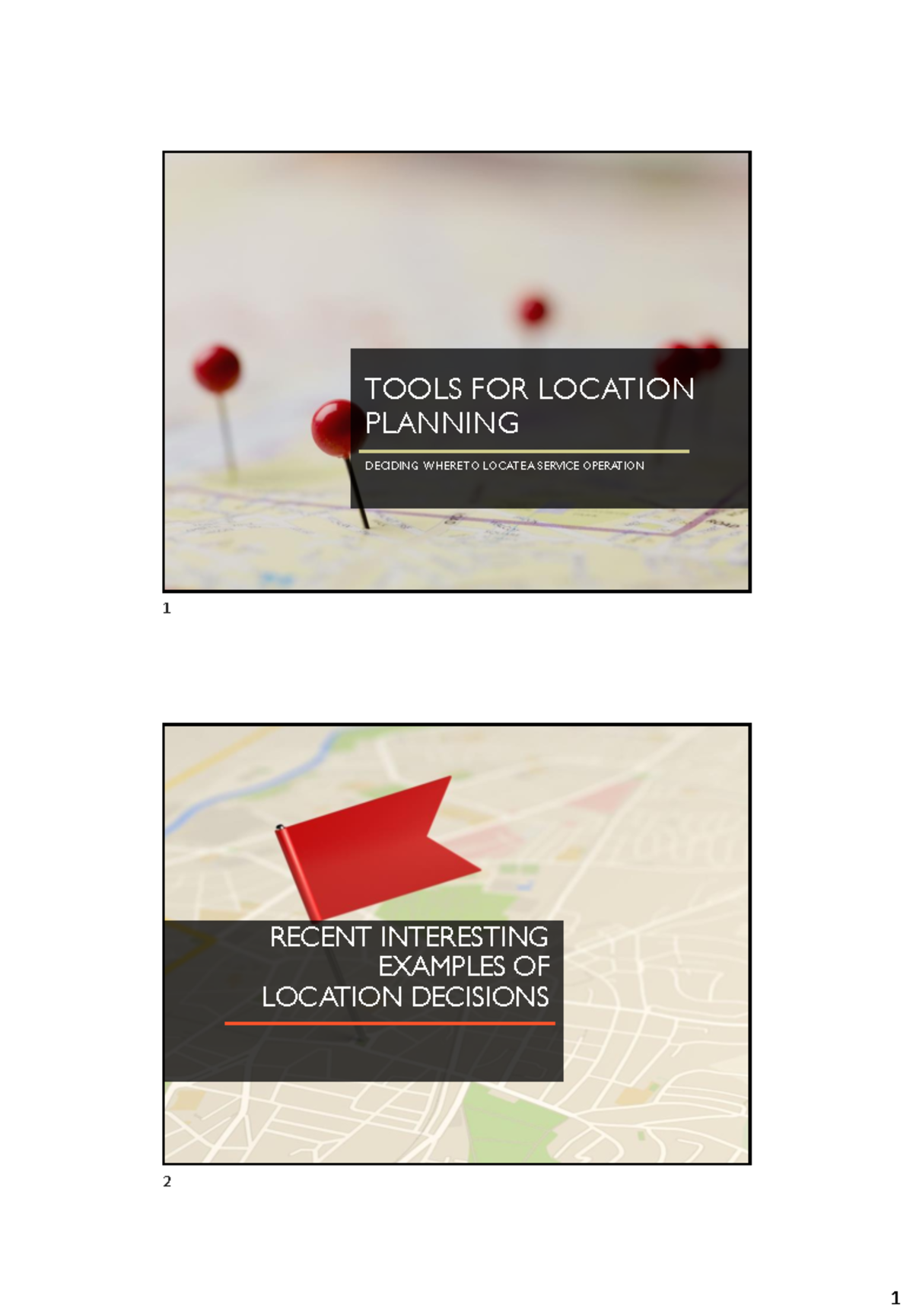 10.10 Tool for location planning - TOOLS FOR LOCATION PLANNING DECIDING ...