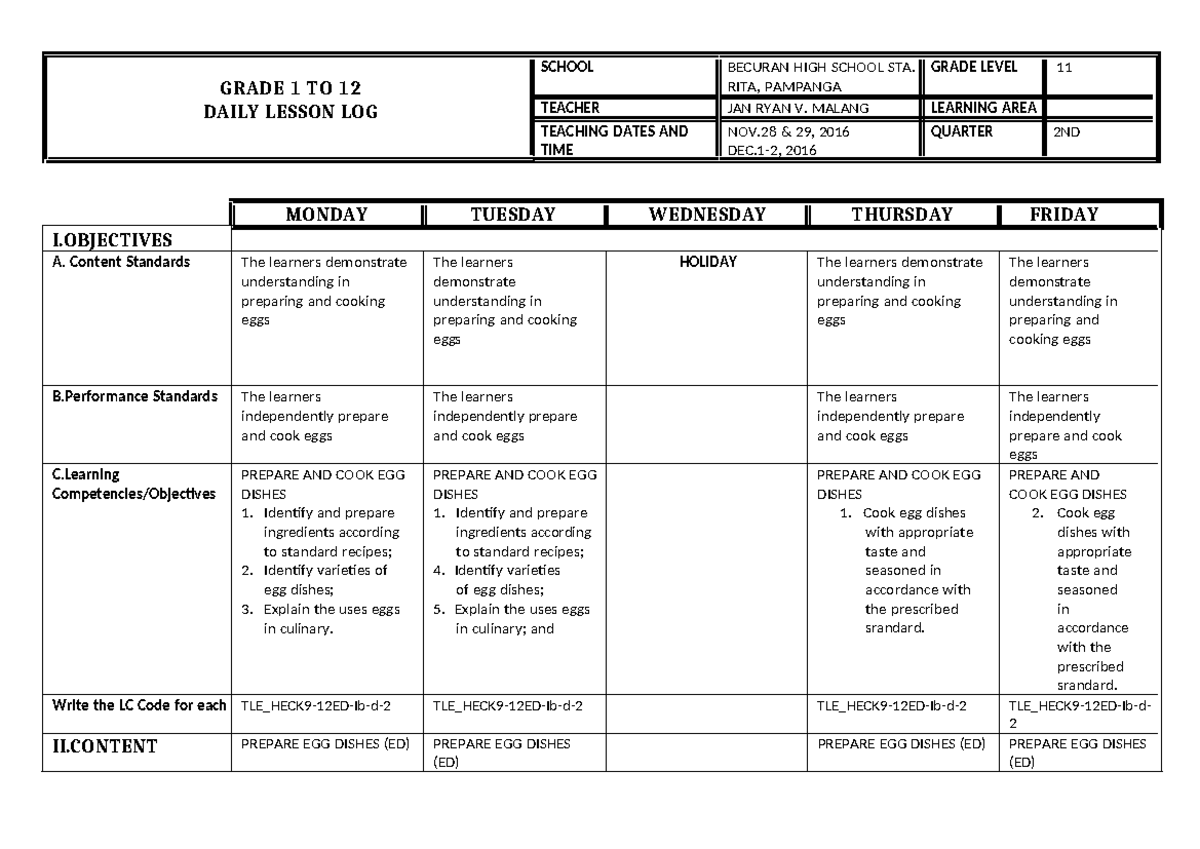 Dll-week-4 compress - Just a sample. - GRADE 1 TO 12 DAILY LESSON LOG ...