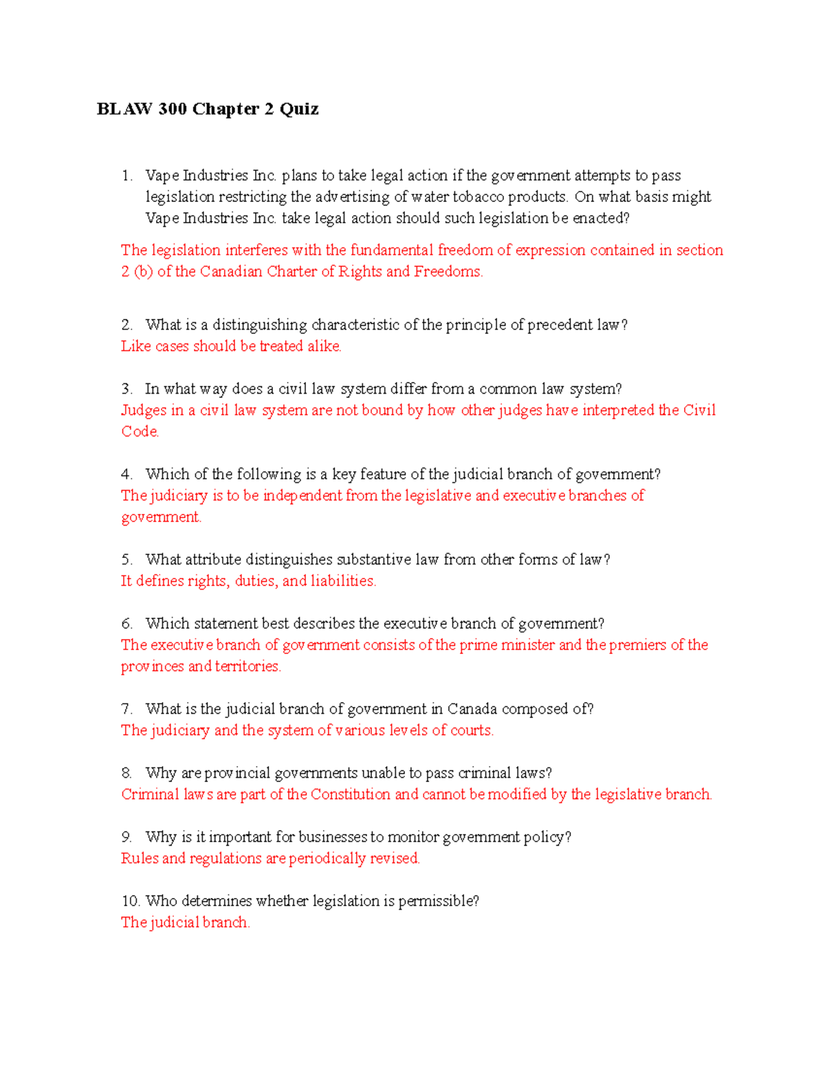 BLAW 300 Chapter 2 Quiz - BLAW 300 Chapter 2 Quiz Vape Industries Inc ...