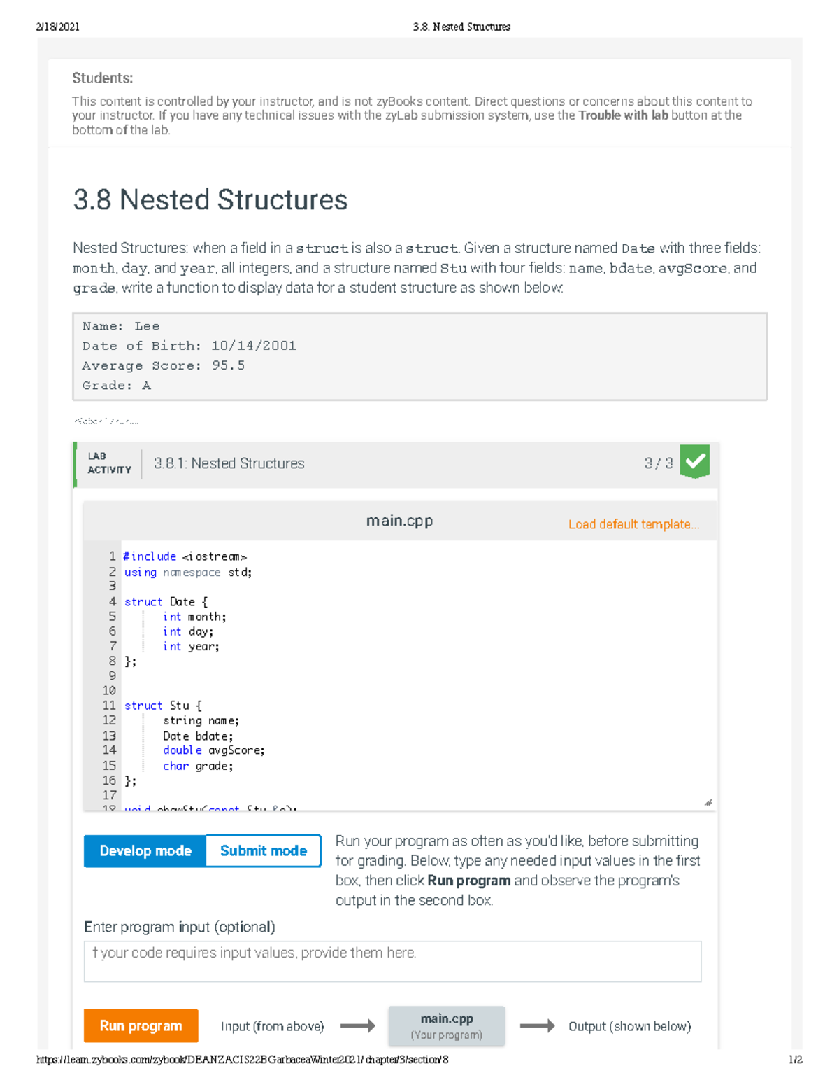 3.8. Nested Structures - 2/18/2021 3. Nested Structures - Studocu