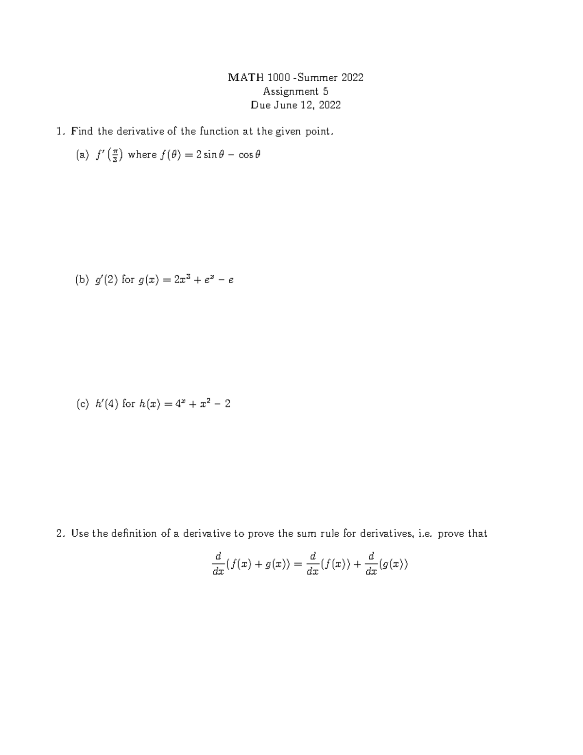 math 100 assignment 2 solution 2022