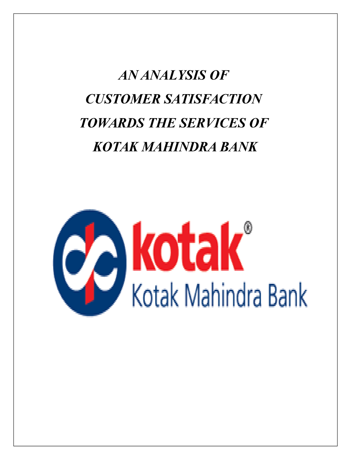 research report on kotak mahindra bank