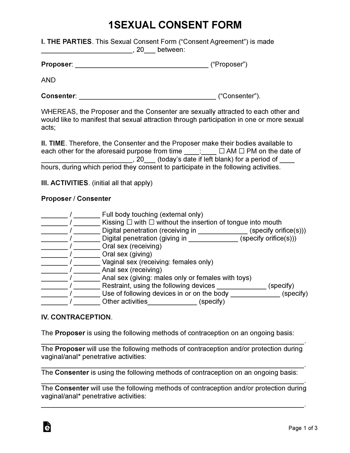 Sexual-Consent-Form - Standard forms - 1SEXUAL CONSENT FORM I. THE ...