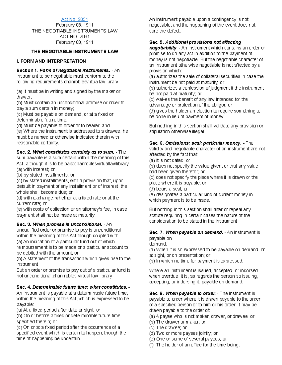 Negotiable Instruments notes Section 1-62 - Legal Ethics - Studocu