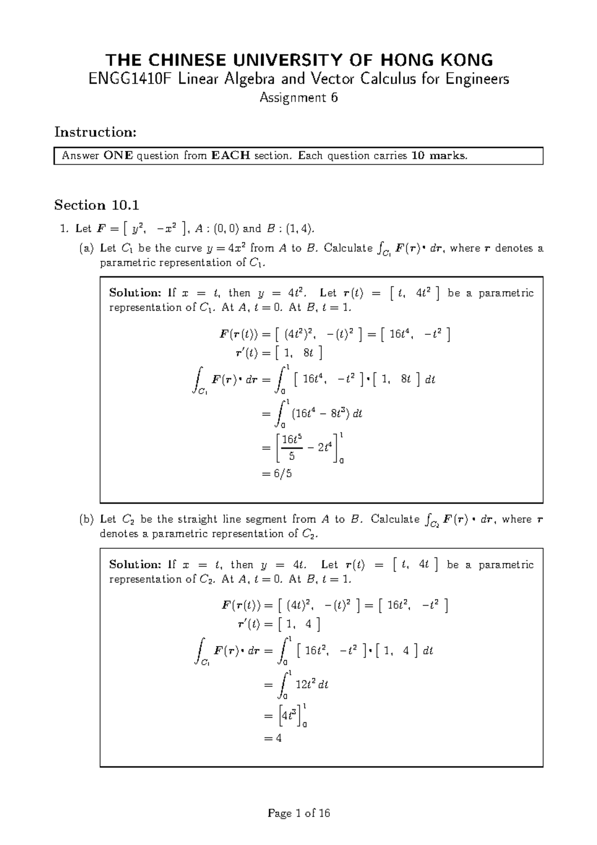 Solution Of Assignment 6 Engg1410 Studocu