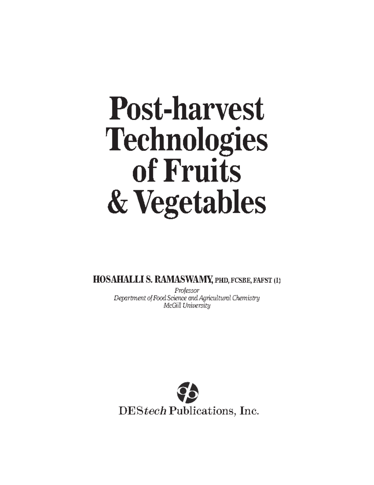 Post harvest Technologies of Fruits Vegetables preview DEStech