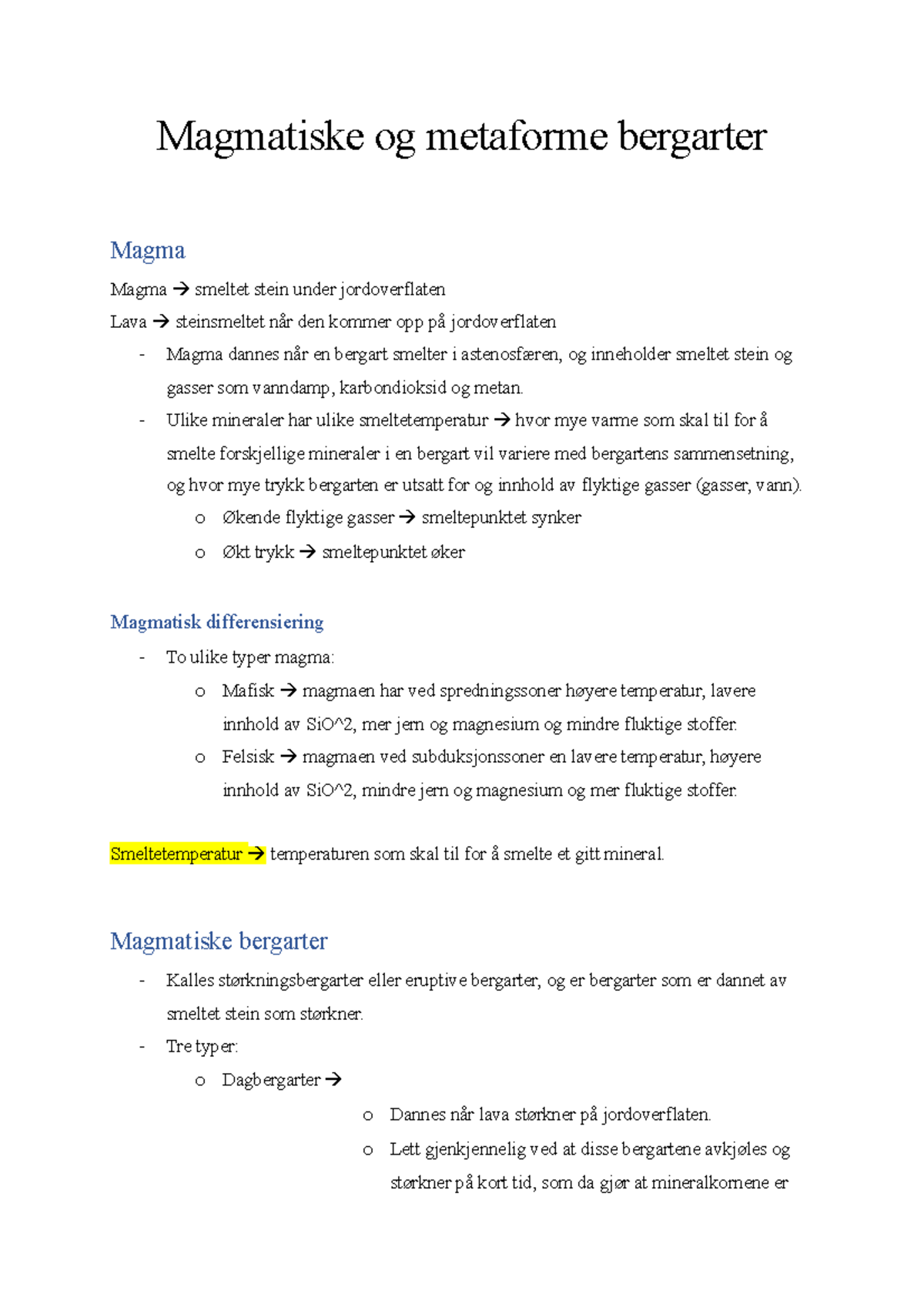 Magmatiske og metaforme bergarter - Magmatiske og metaforme bergarter ...