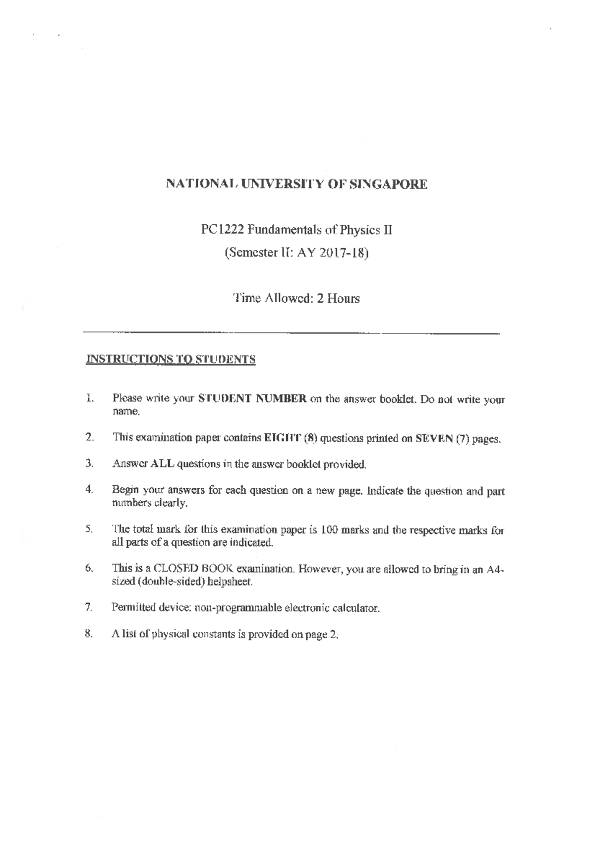 Exam 15 December 2017, questions - Fundamentals of Physics II - Studocu