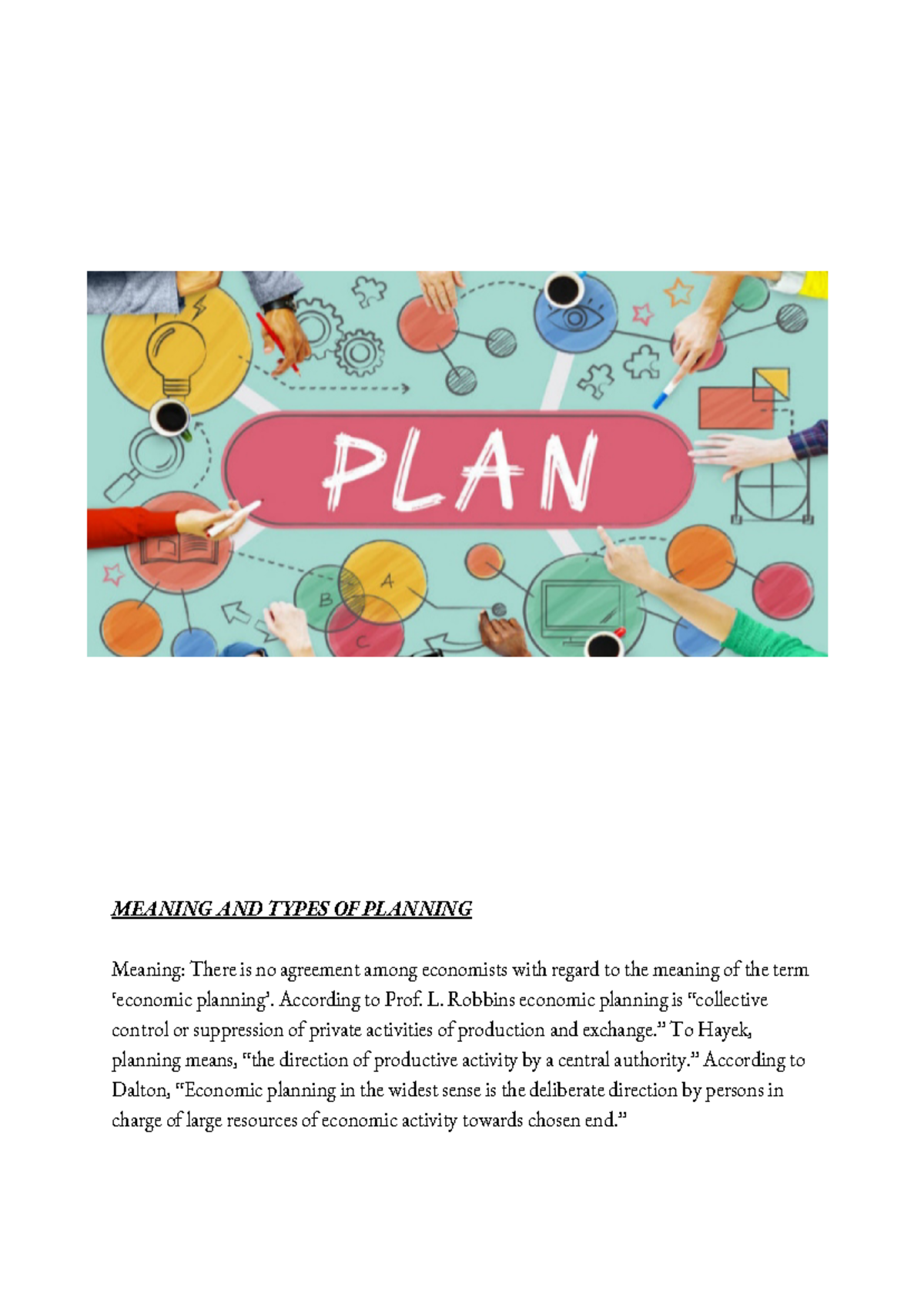 Planning is essential meaning and types of planning MEANING AND