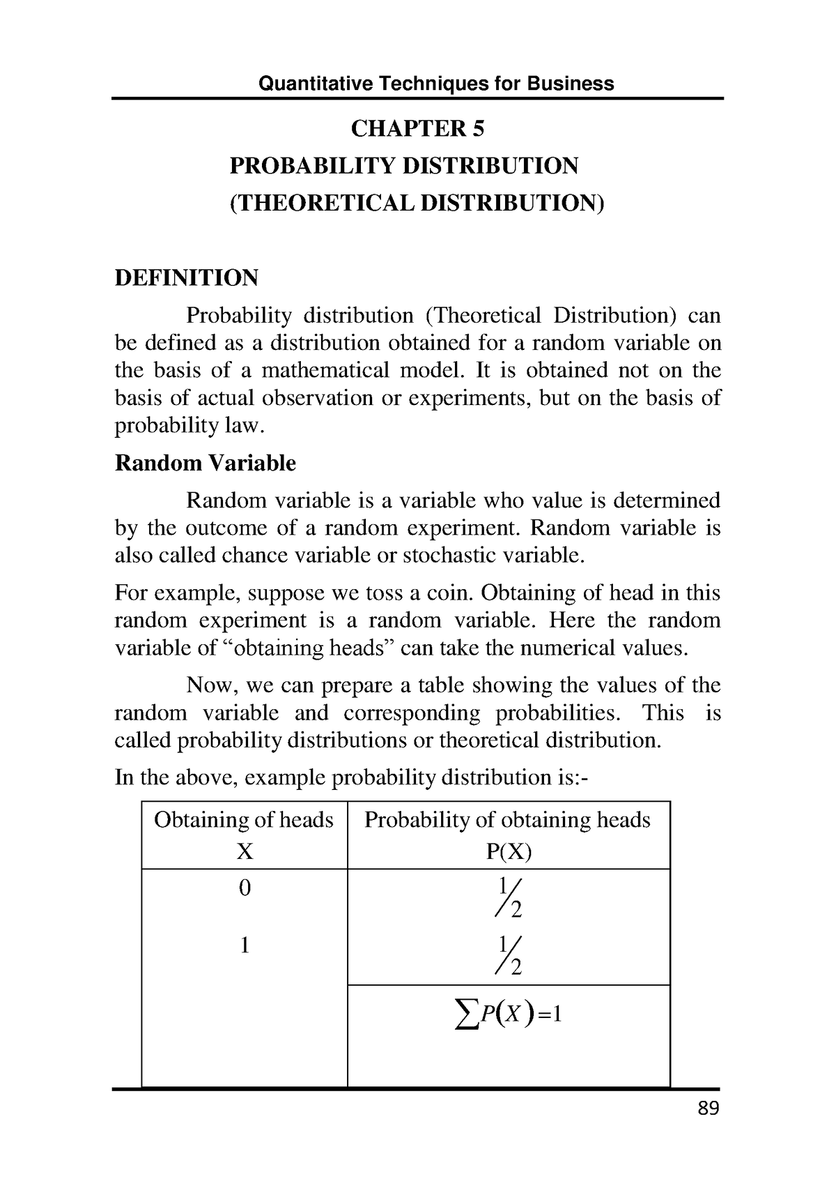 Probability Distribution CHAPTER 5 PROBABILITY DISTRIBUTION