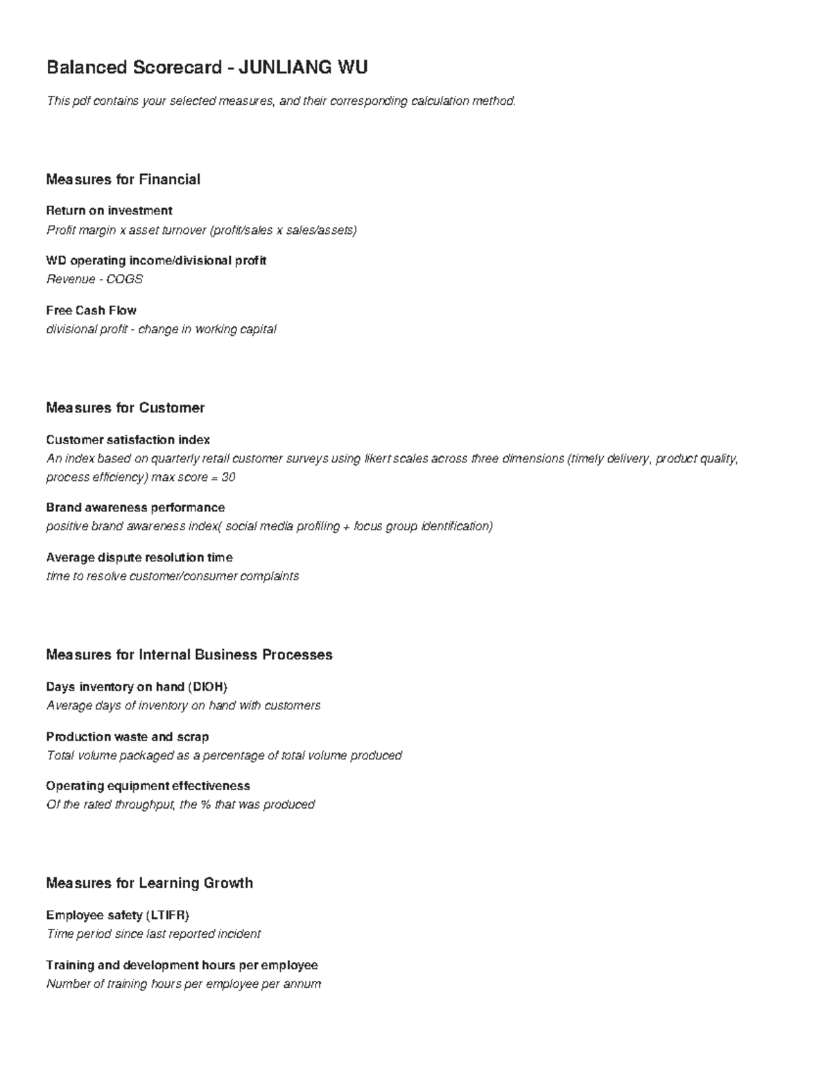 Bsc - mike - Balanced Scorecard - JUNLIANG WU This pdf contains your ...