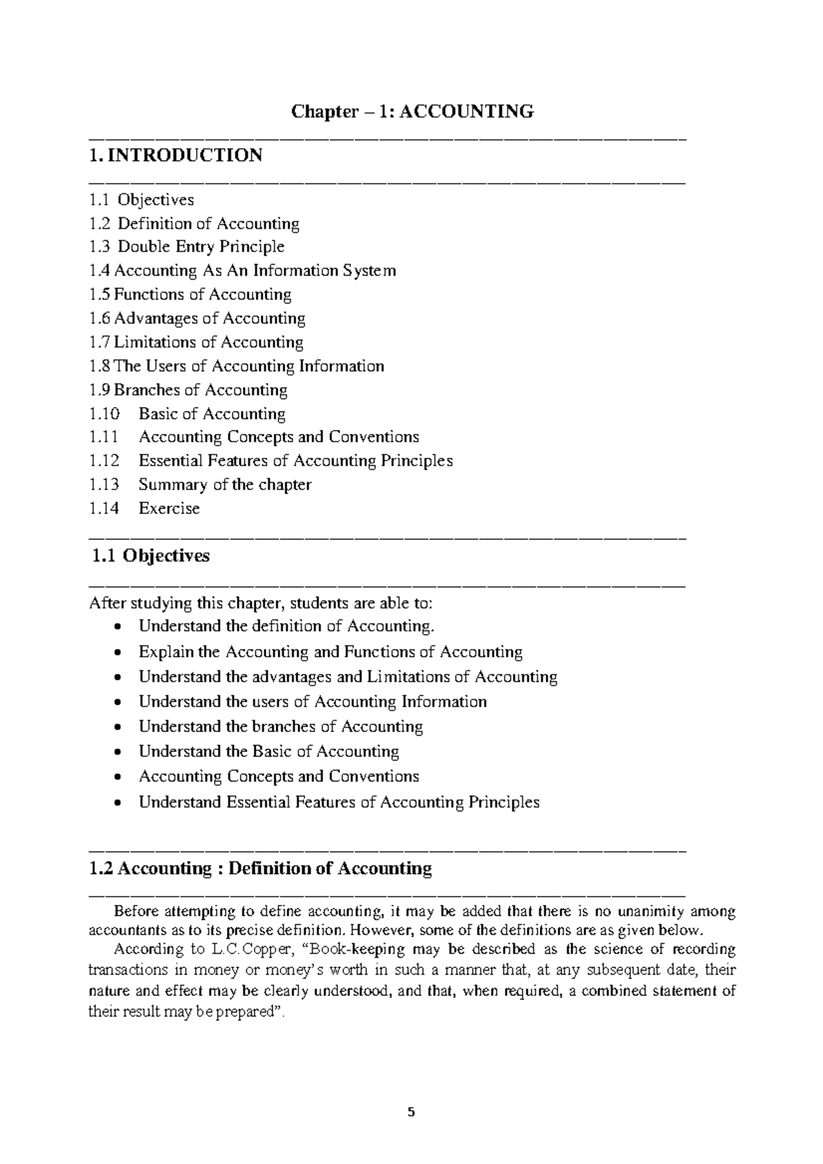 Accounting Bcom C 1 - Chapter – 1: ACCOUNTING - Studocu