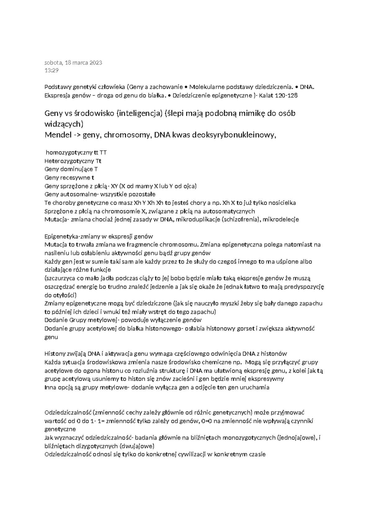 Podstawy genetyki człowieka (Geny a zachowanie • Molekularne podstawy