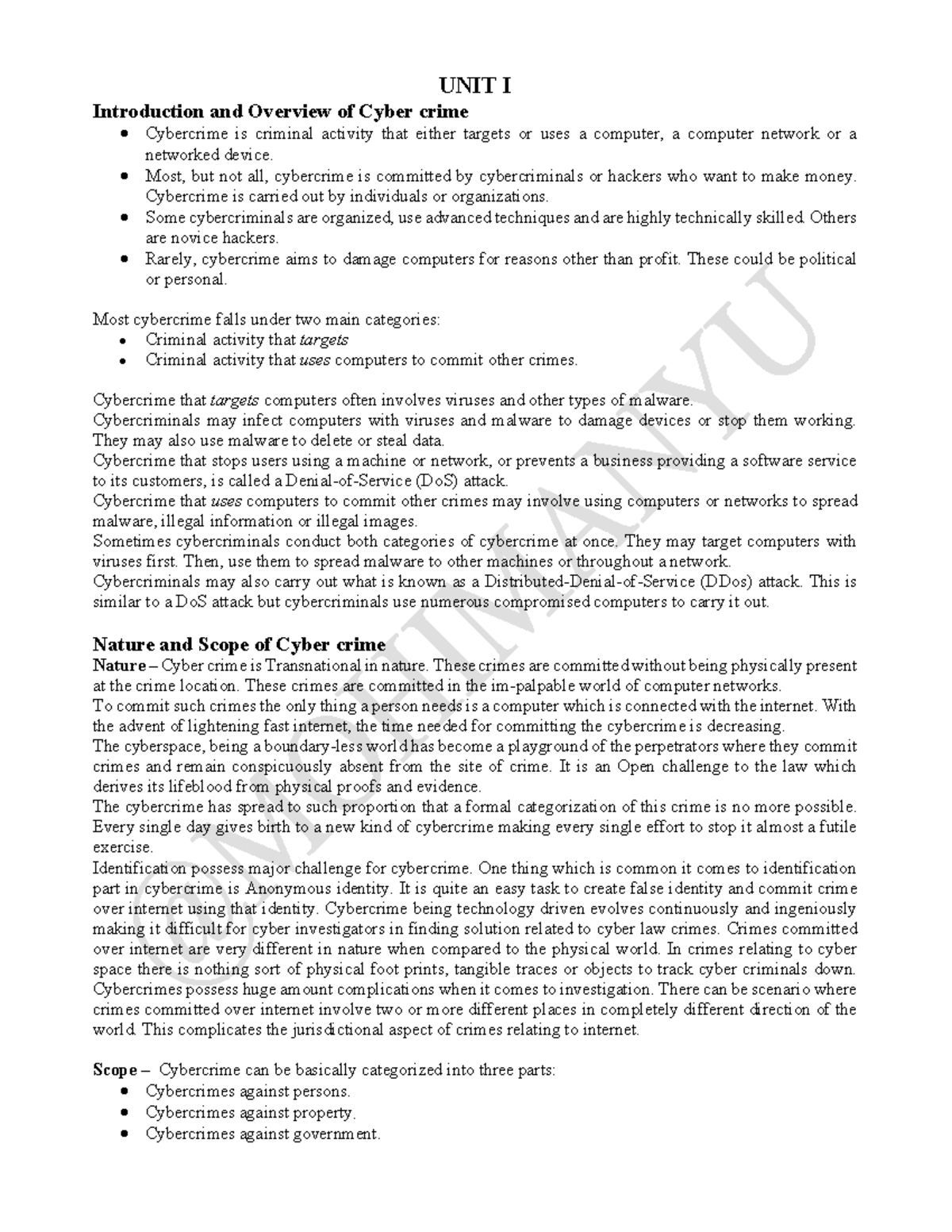 Cyber Security - THIS NOTES HELPS YOU ALOT IN YOUR STUDY - UNIT I ...
