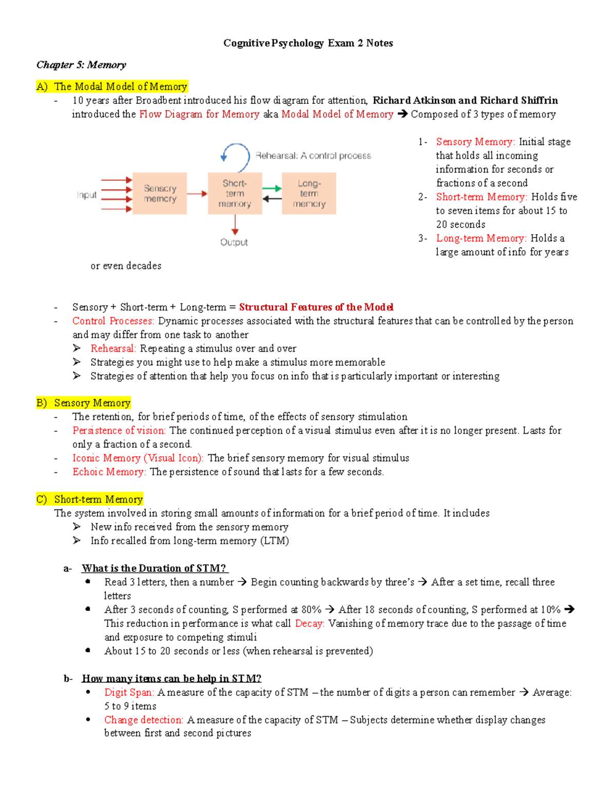 Cognitive Psychology Notes Exam 2 - Cognitive Psychology Exam 2 Notes ...