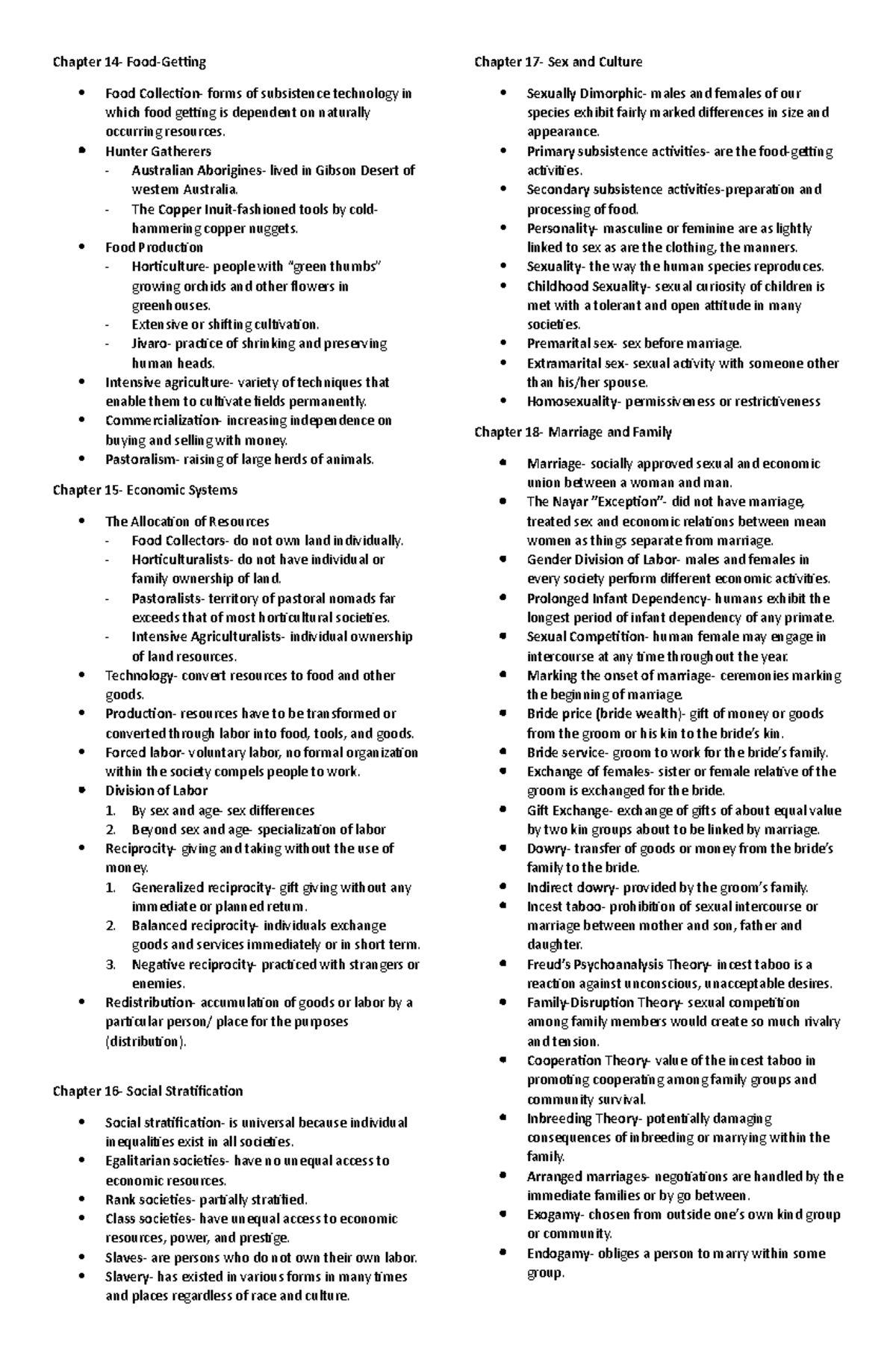 Cultural Anthropology - Chapter 14- Food-Getting Food Collection- forms ...