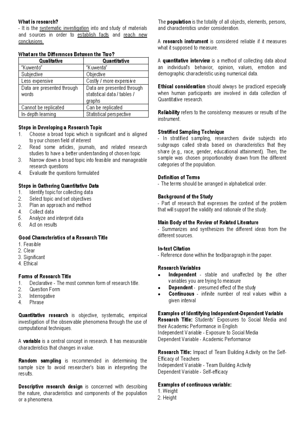 PR2 Exam Final Reviewer - What is research? It is the systematic ...