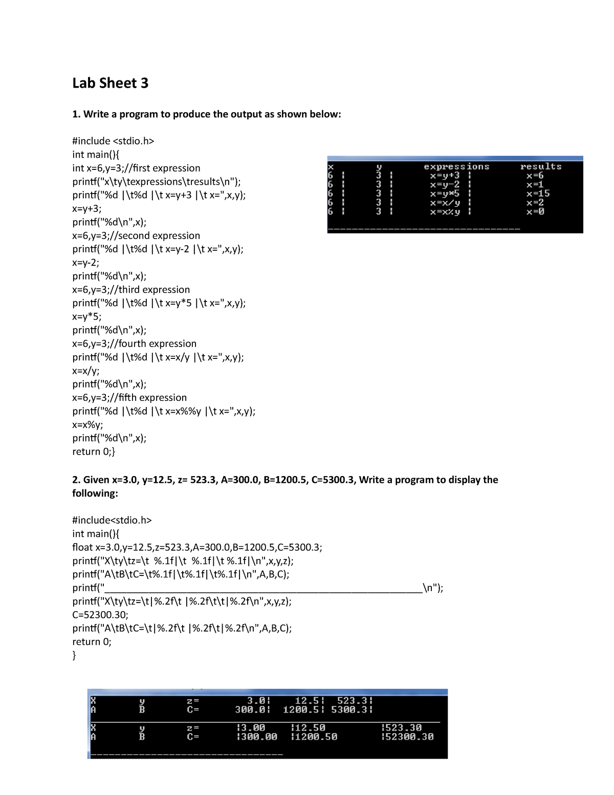 3-programming-in-c-lab-sheet-3-write-a-program-to-produce-the