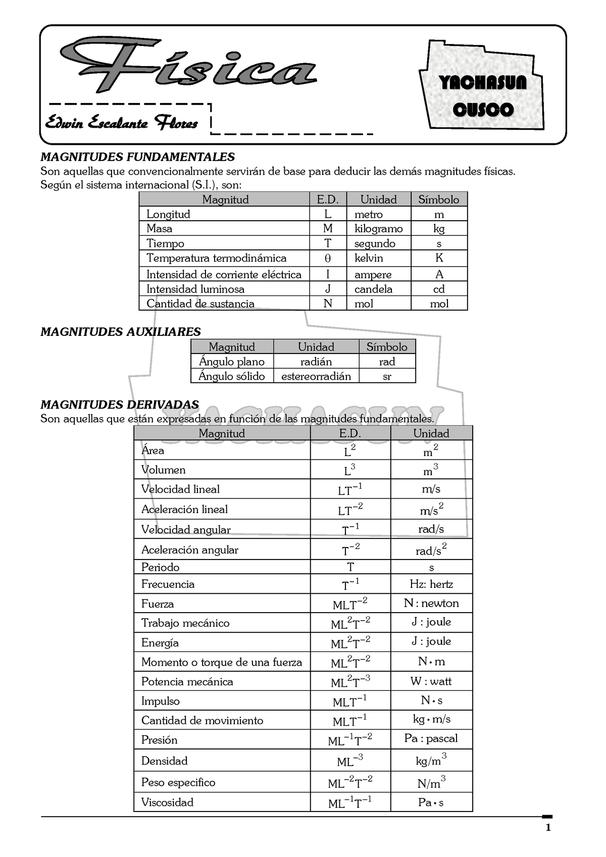 Magnitudes Fisicas 1 Magnitudes Fundamentales Son Aquellas Que Convencionalmente Servirán De