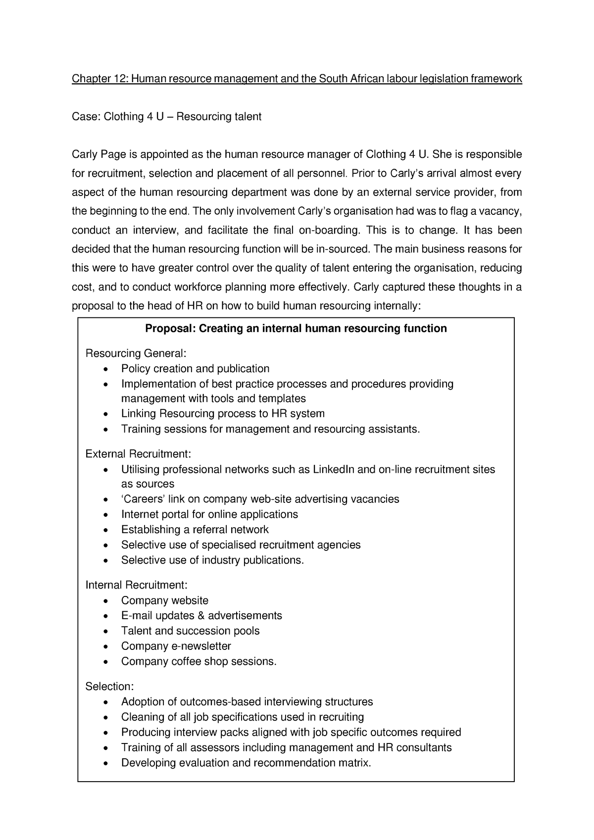 Chapter 12 Case Study - Notes On Human Resource Management - Chapter 12 ...