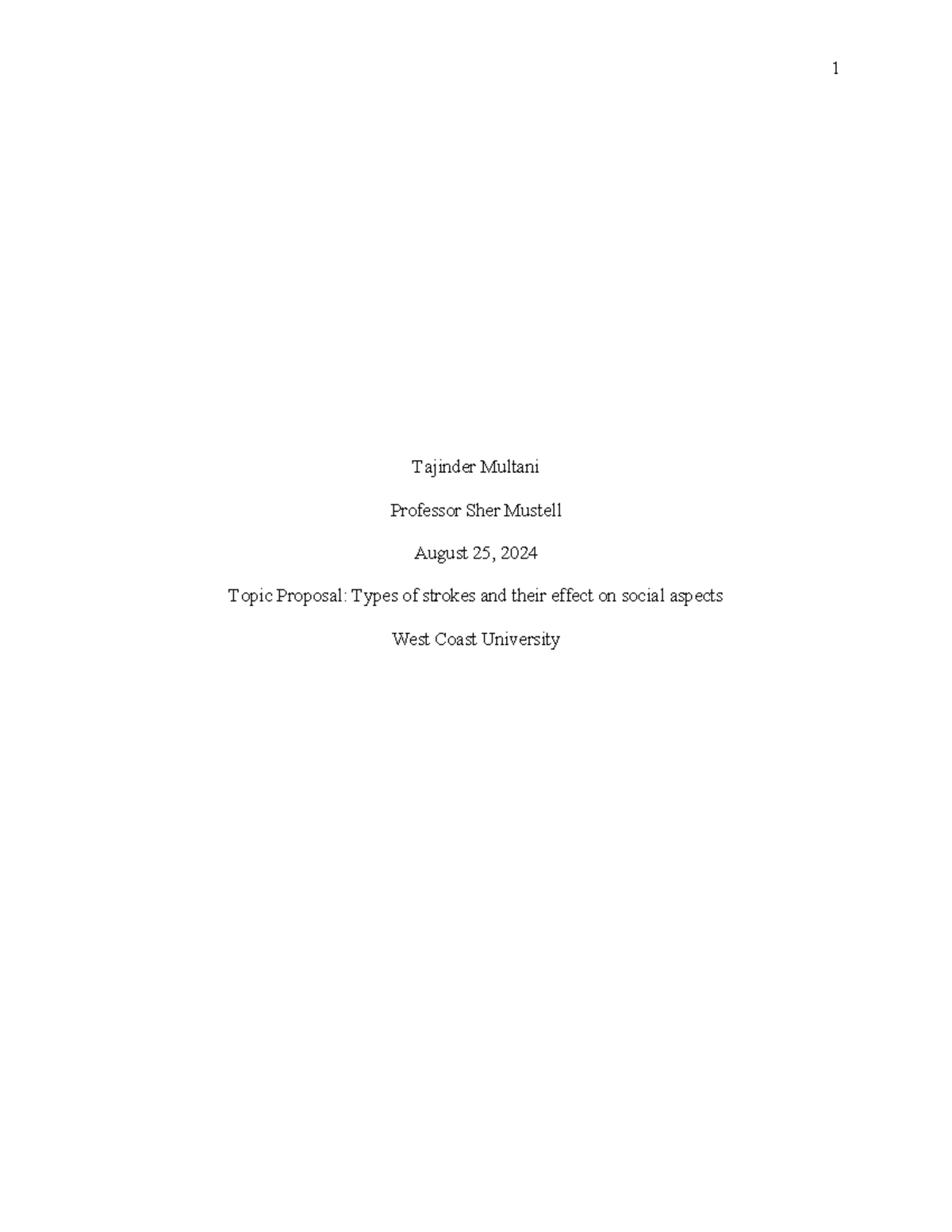 Week 1 Assignment-Topic Proposal and Problem Statement Paper - Tajinder ...