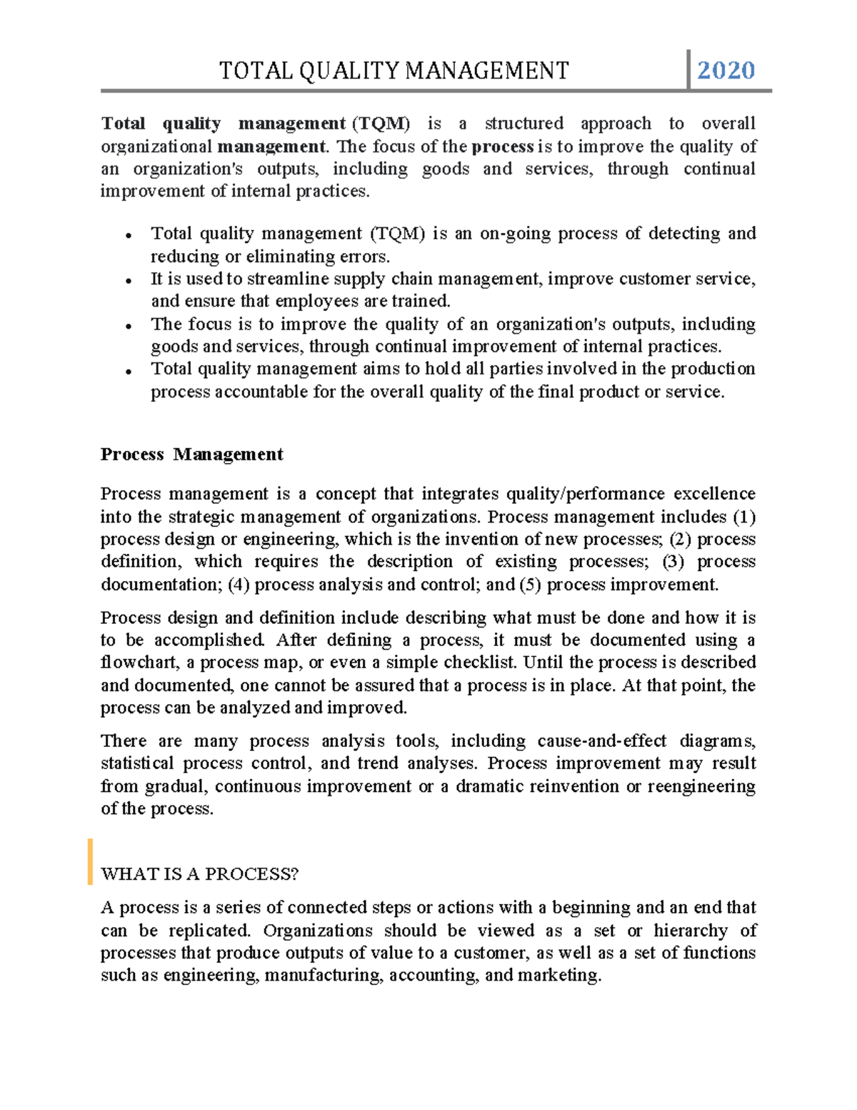 TQM - Ma'am - Total quality management (TQM) is a structured approach ...