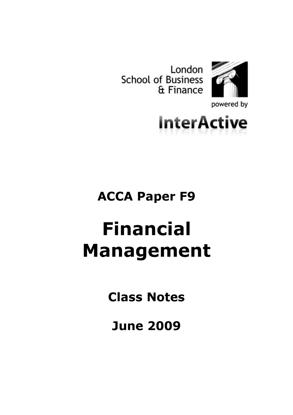 ACCA F9 Class Notes J09 Final 21 Jan - ACCA Paper F Financial ...